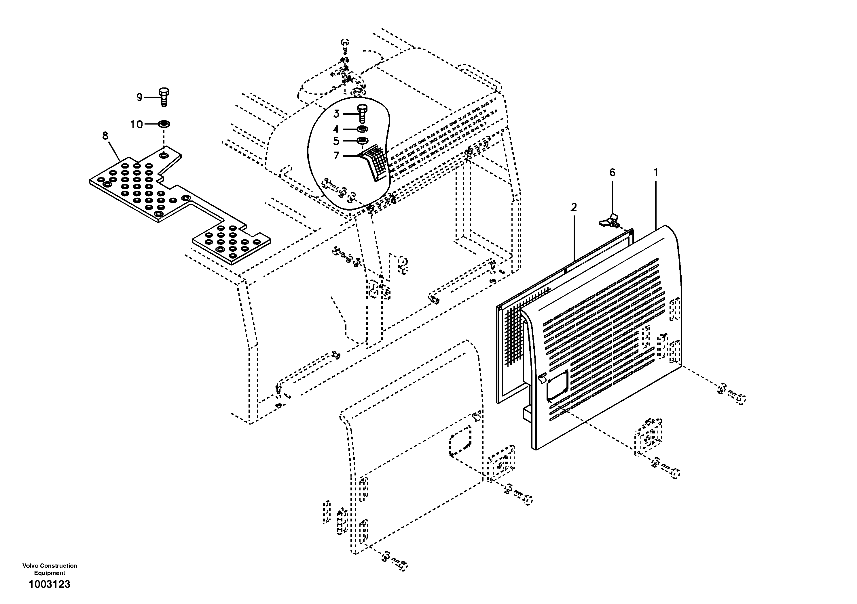 Auxiliary hood, side door. — volvo parts diagram