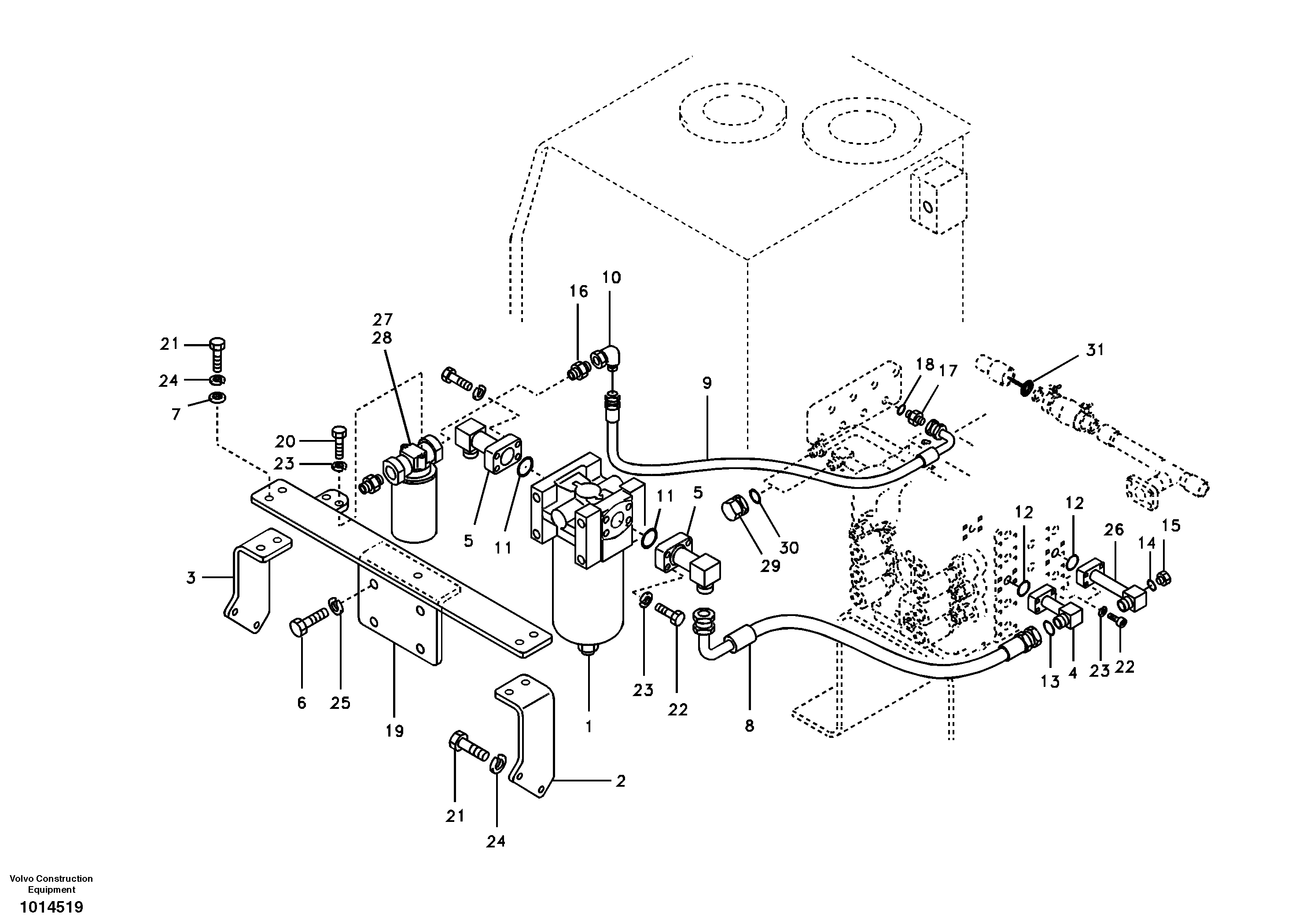 Hydraulic system, control valve to return filter — volvo parts diagram