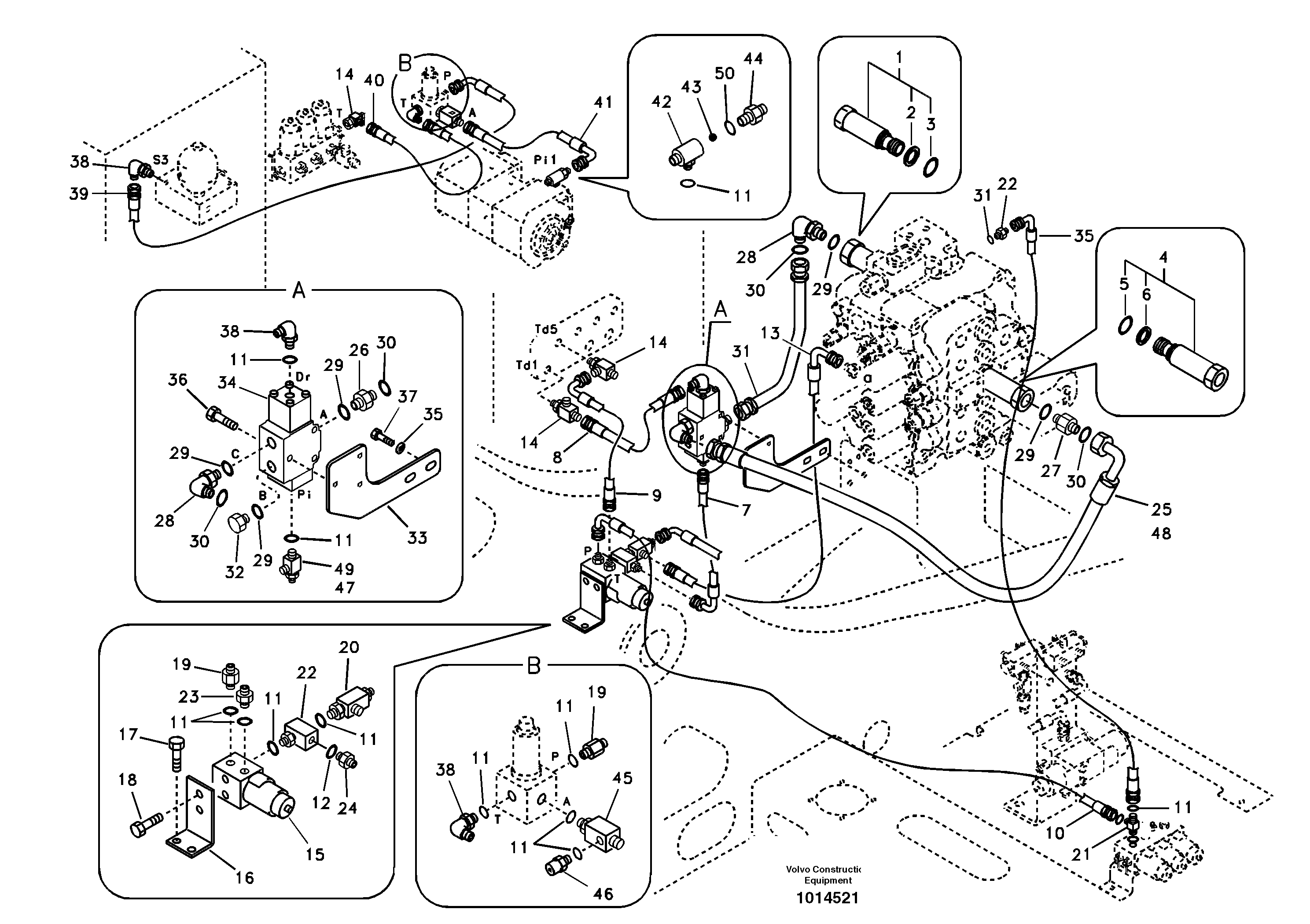 Servo system, control valve to remote control valve — volvo parts diagram