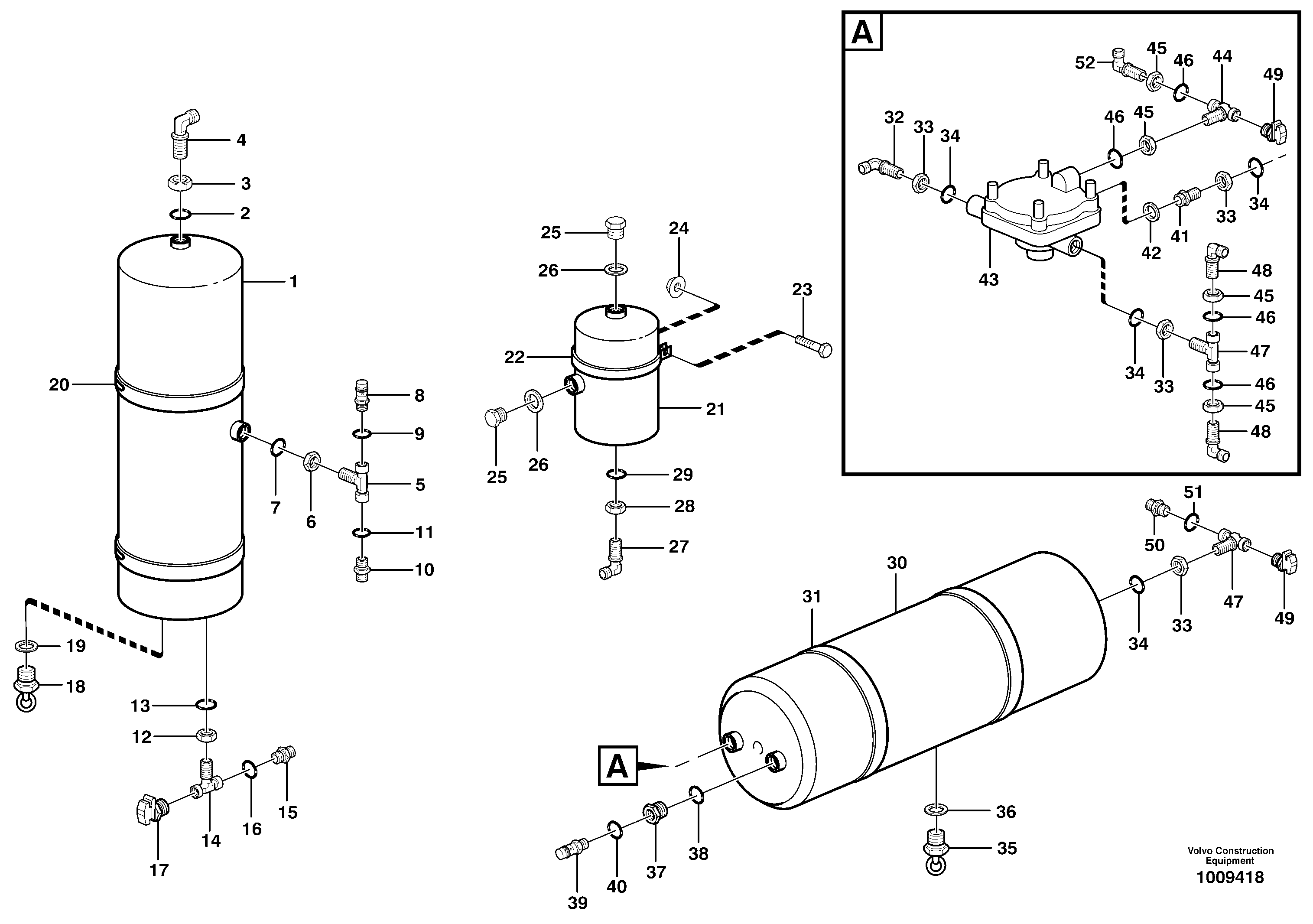 Compressed-air reservoir with fitting parts — volvo parts diagram