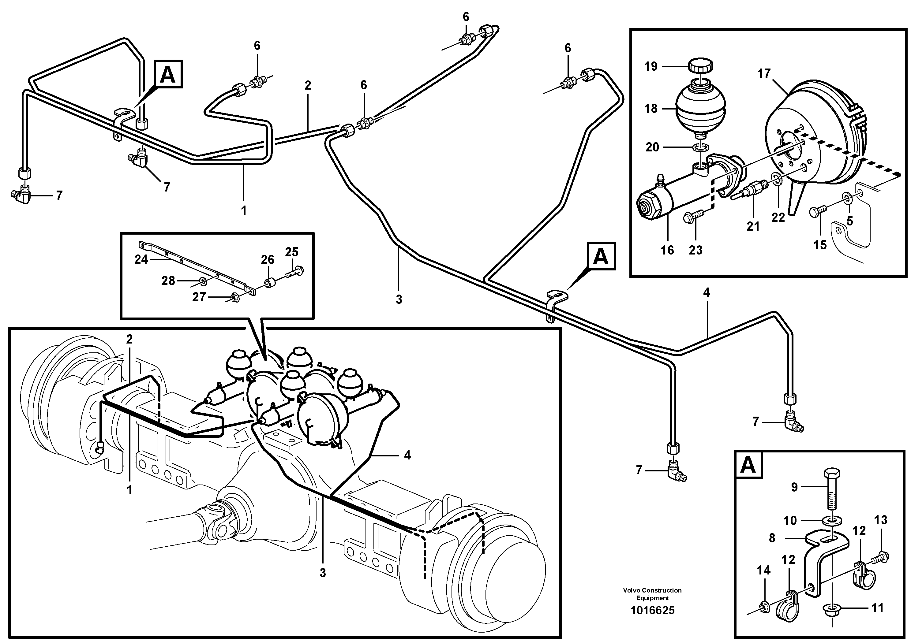 Hydraulic brake system, load unit 4X4 — volvo parts diagram