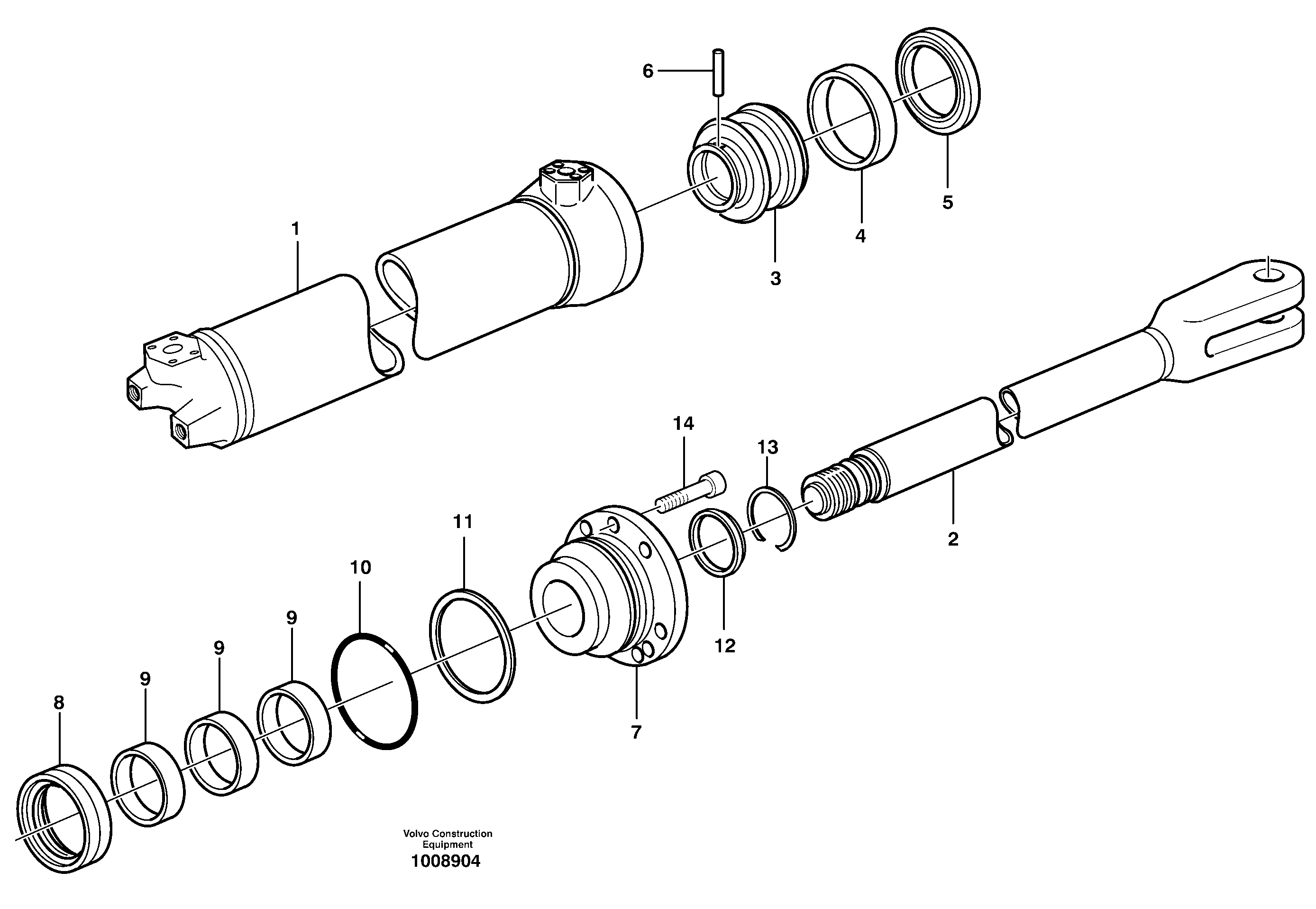 Hoist cylinder 6X6, 4X4 — volvo parts diagram