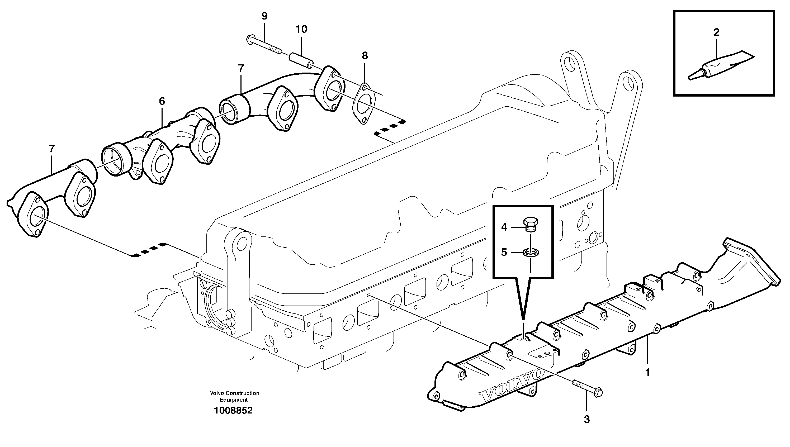 Inlet manifold and exhaust manifold — volvo parts diagram
