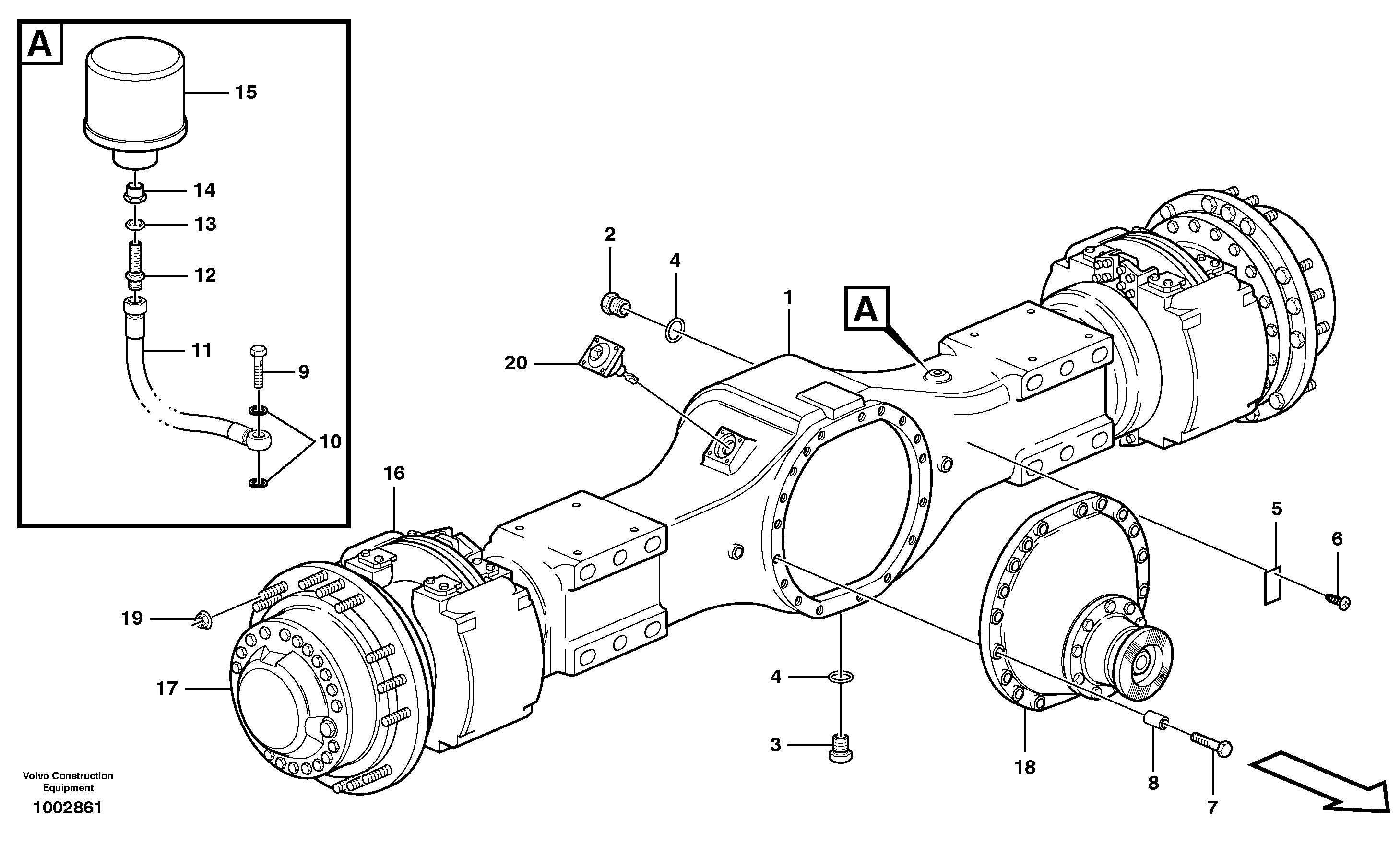 Planetary axle 1, load unit  AH71E PROD NO 23942, 4X4 — volvo parts diagram