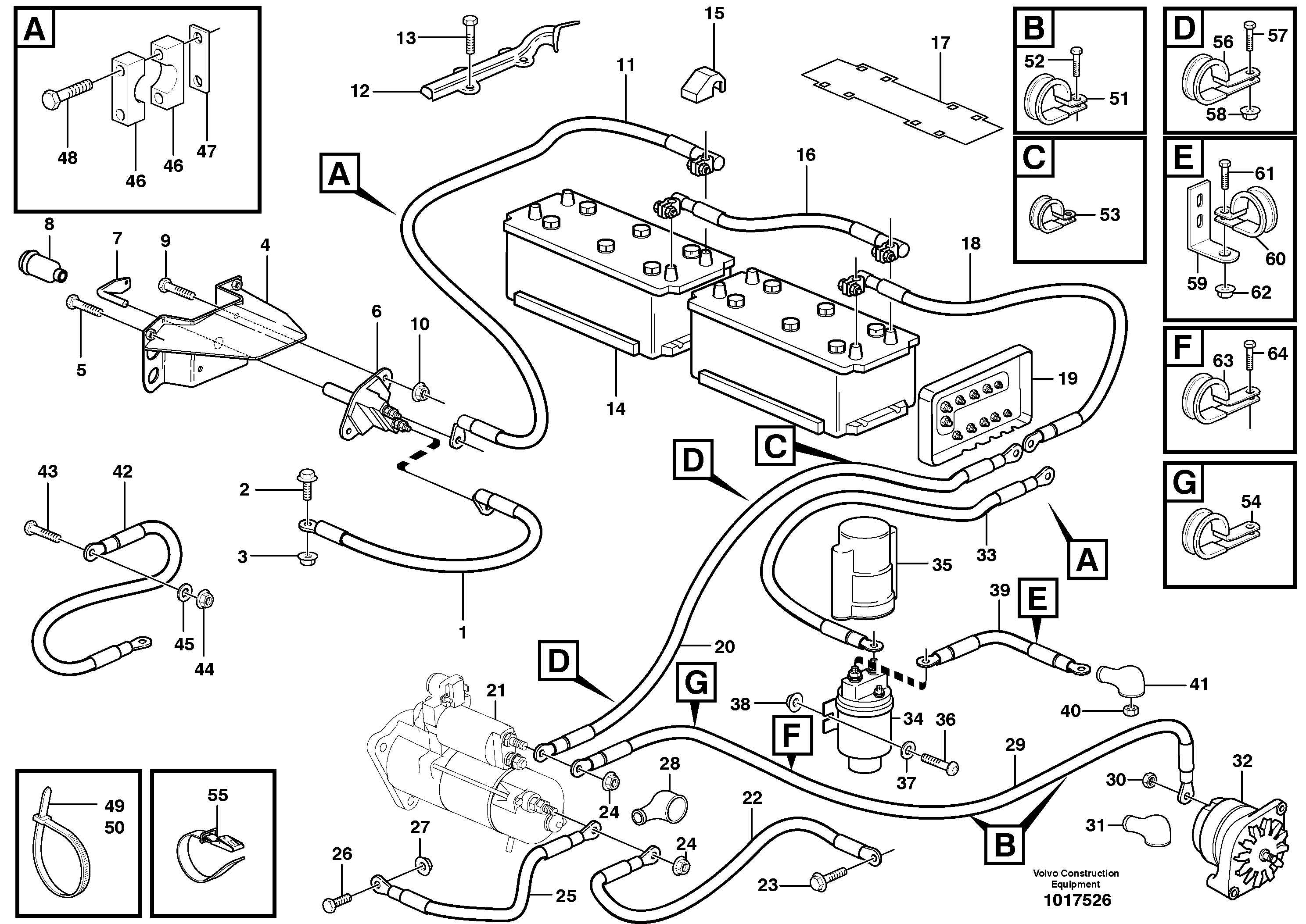 Battery cable and main switch — volvo parts diagram
