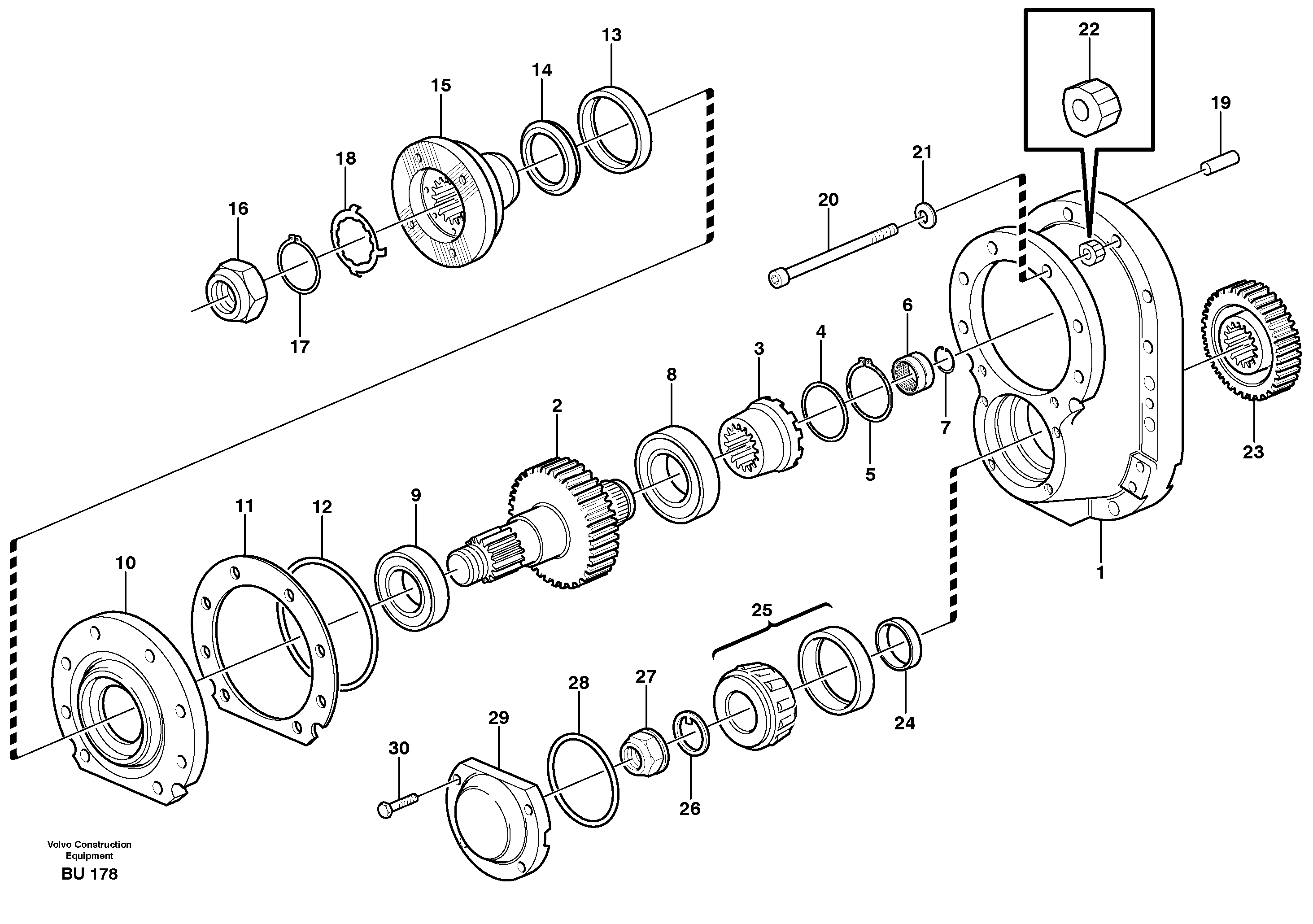 Final drive  AH56F PROD NO 23904, AH56 PROD NO 23954 — volvo parts diagram
