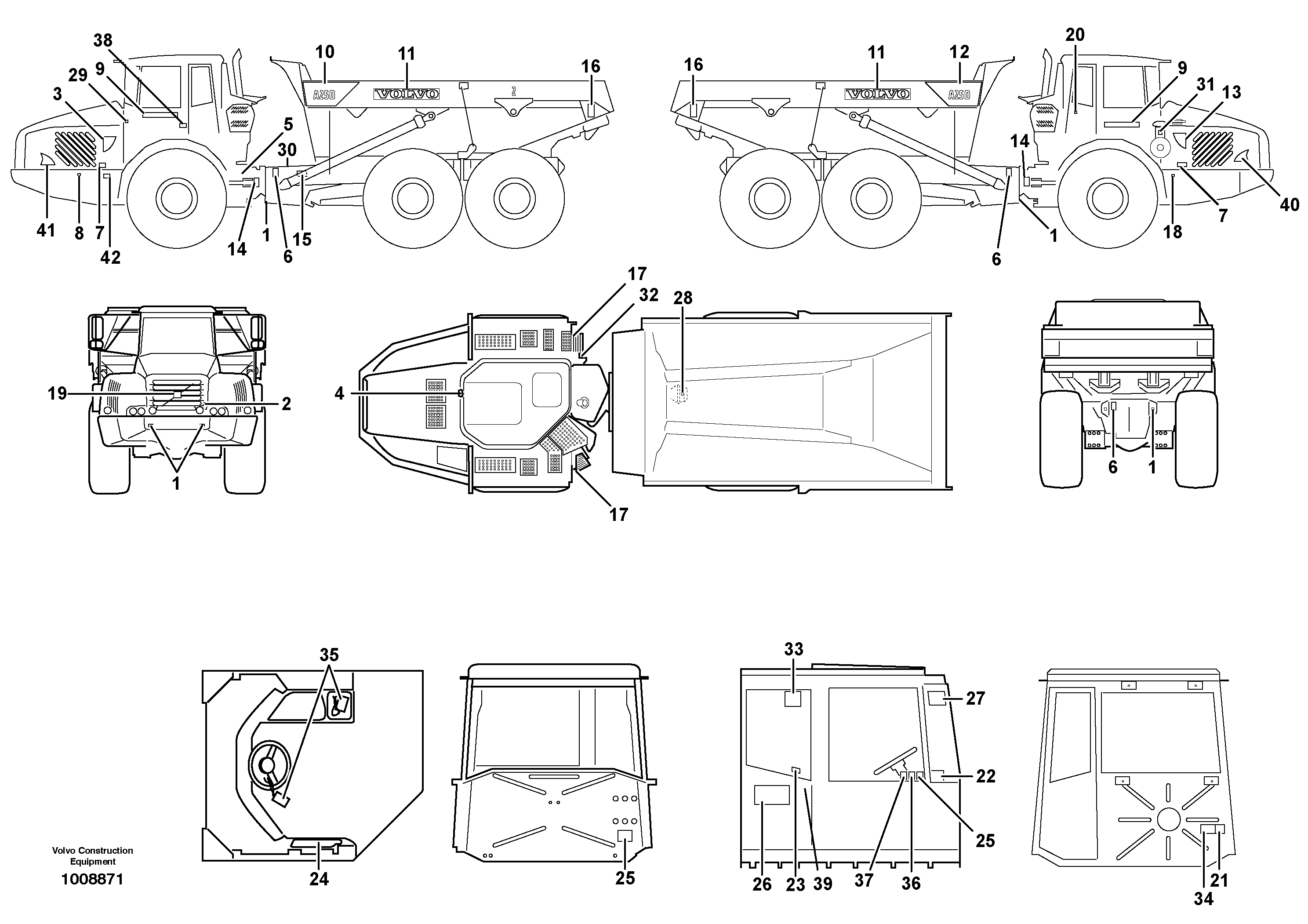 Sign plates and decals 4X4, 6X6 — volvo parts diagram