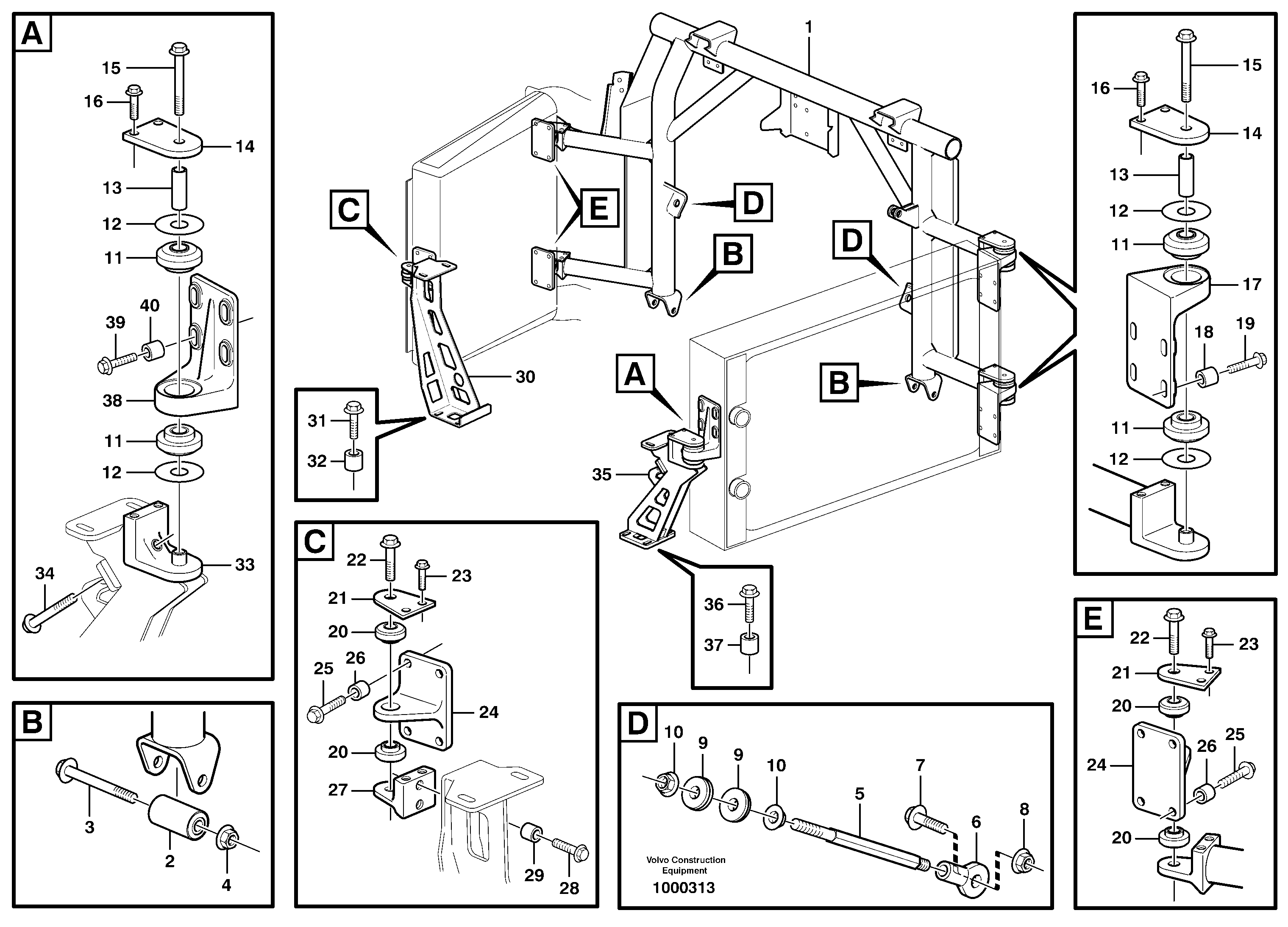 Radiator mounting — volvo parts diagram