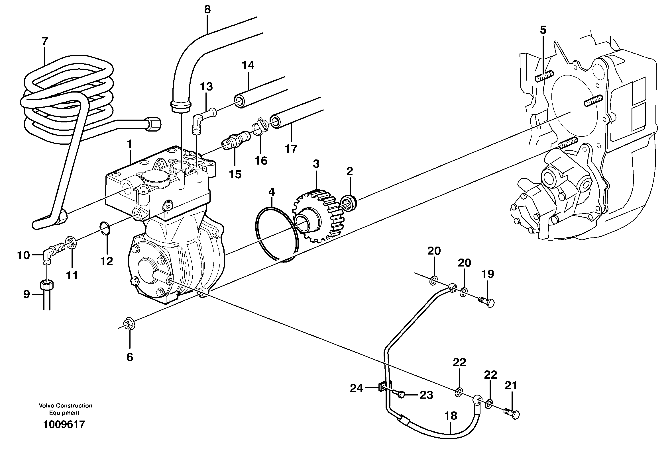 Air-compressor with fitting parts — volvo parts diagram