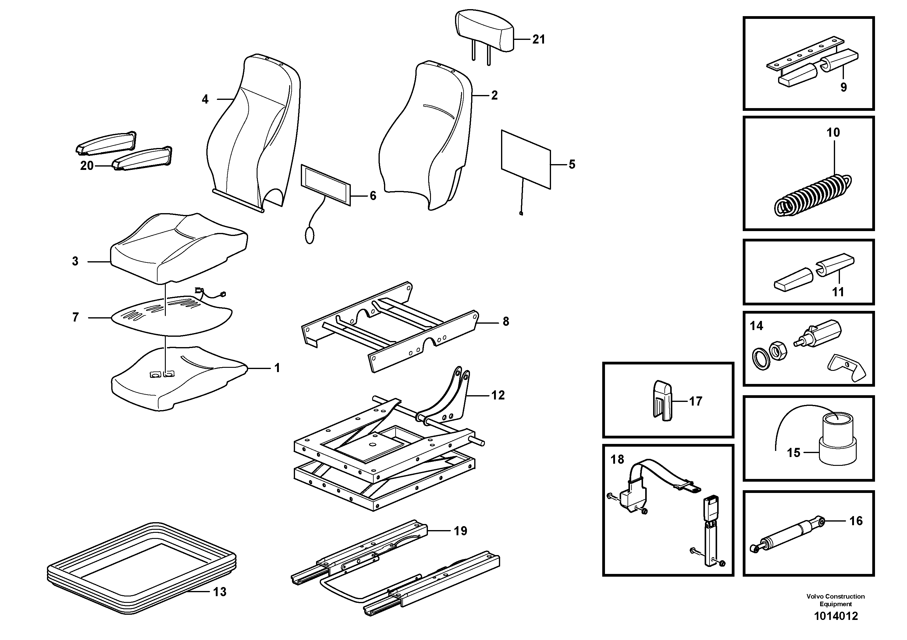 Operator's seat, heated, air suspensioned. 81194 — volvo parts diagram
