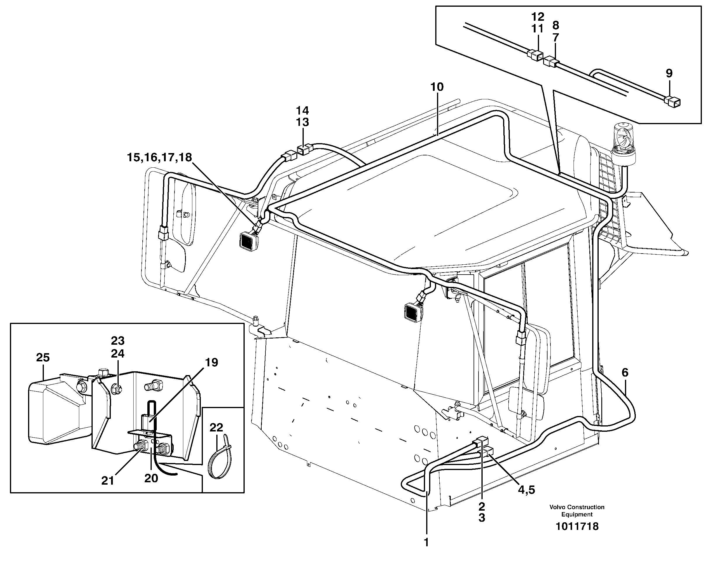 Cable harnesses, cab  37093, 81190 — volvo parts diagram