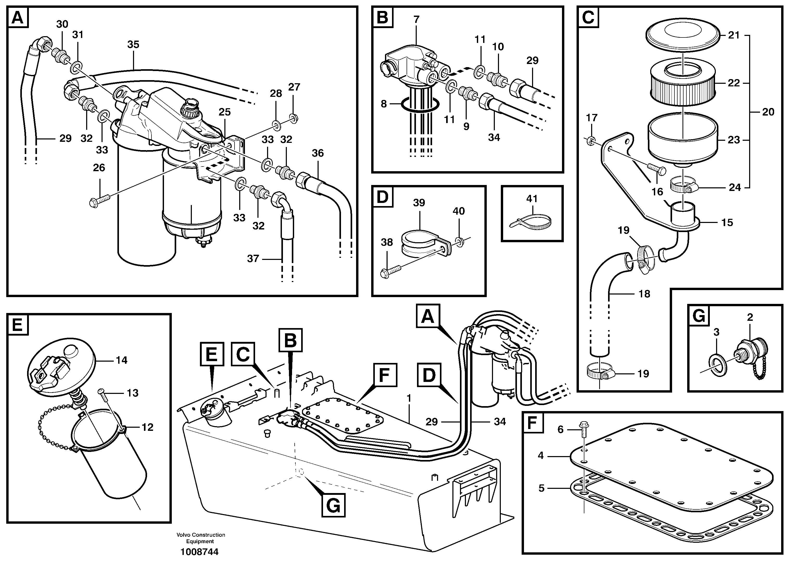 Fuel tank, fuel pipes — volvo parts diagram