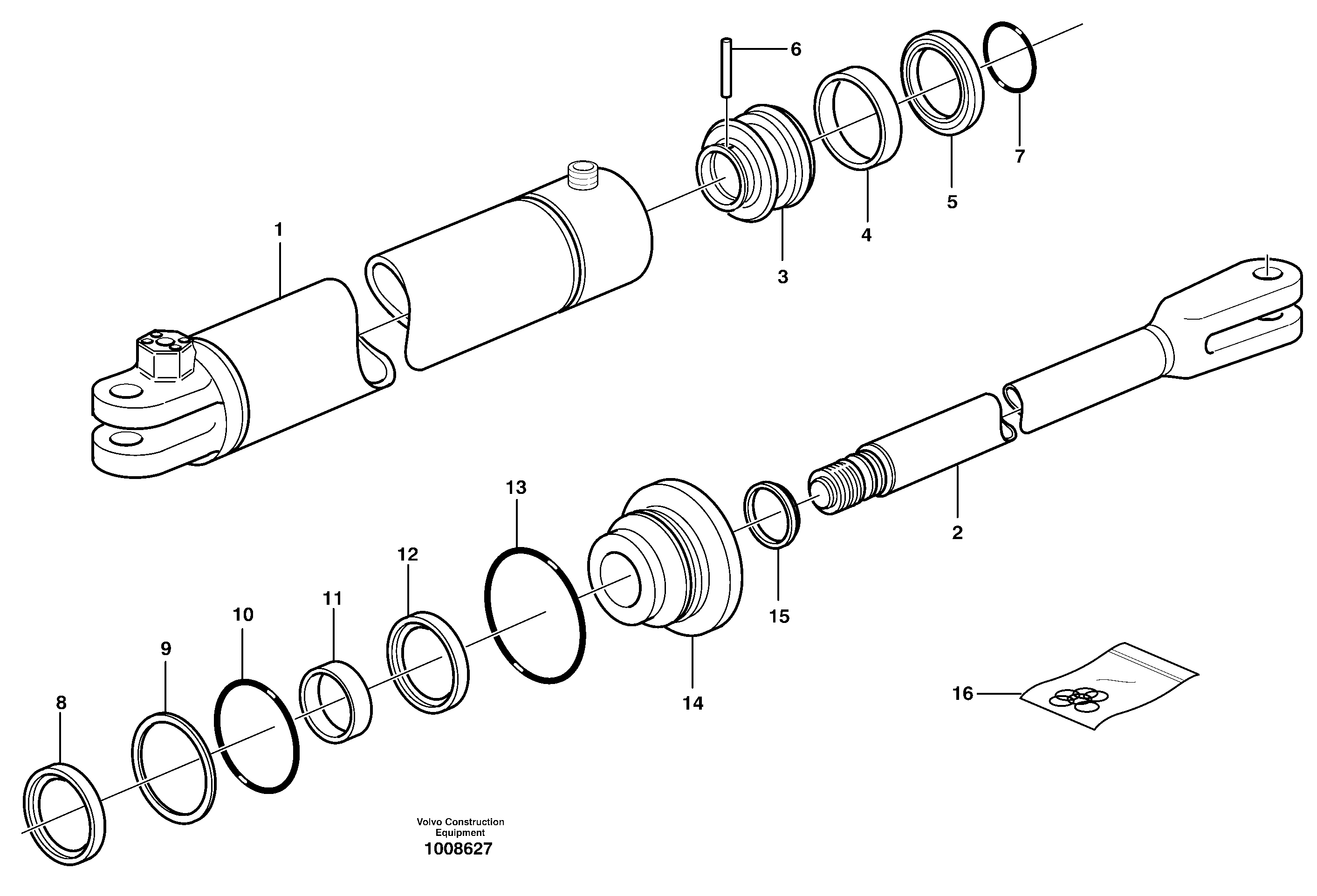 Hydraulic cylinder — volvo parts diagram
