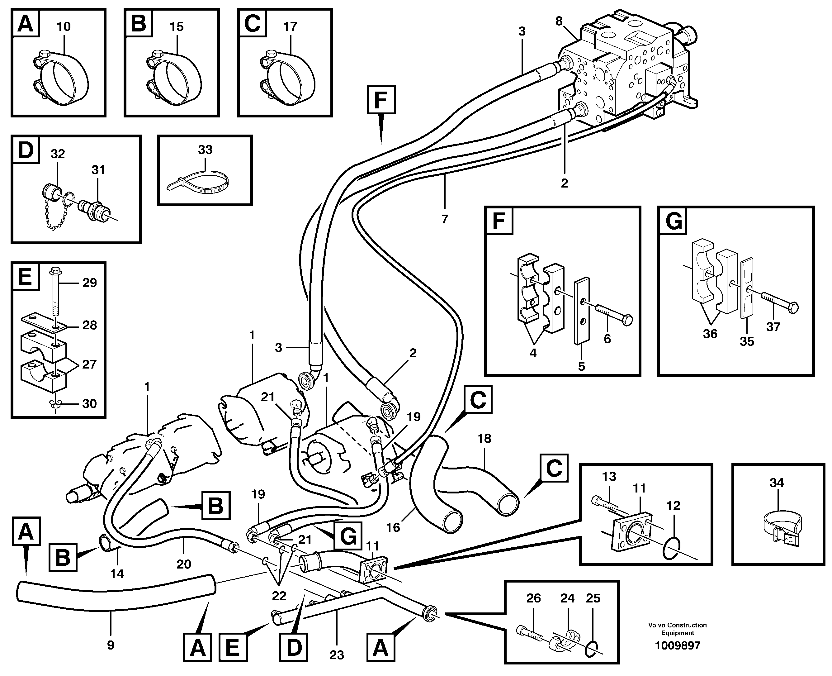 Hydraulic system, motor unit — volvo parts diagram