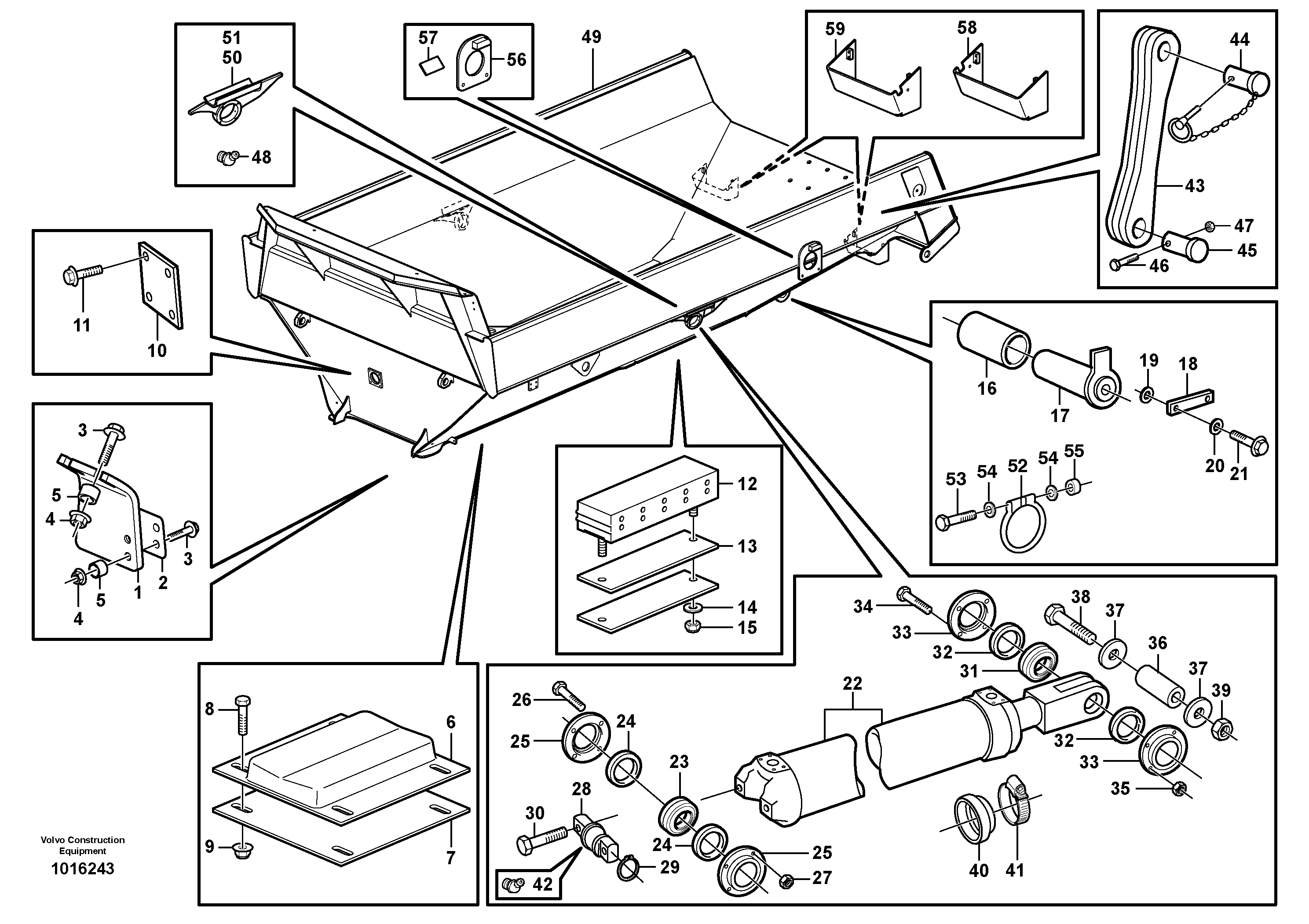 Dumper basket with fitting parts — volvo parts diagram