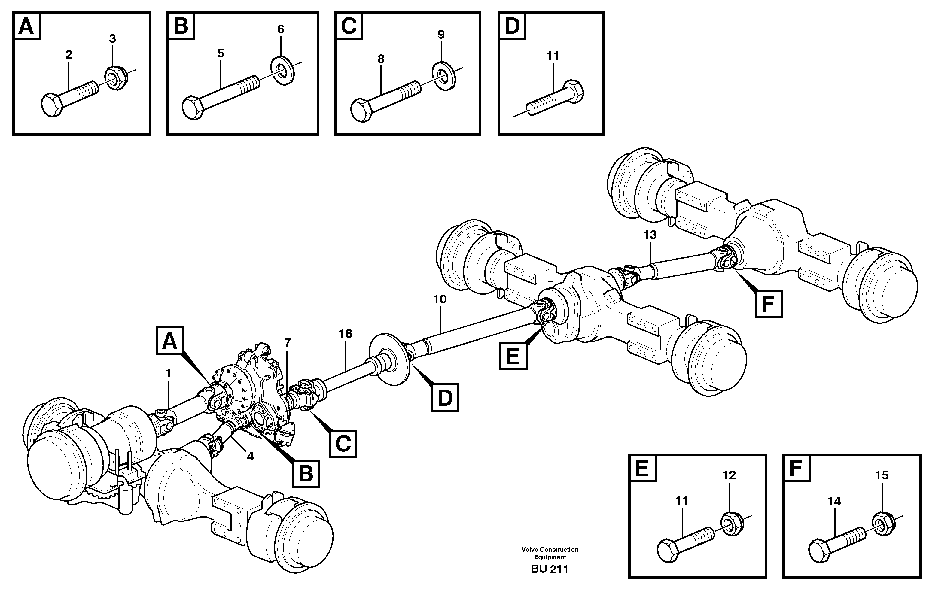 Propeller shafts with fitting parts — volvo parts diagram
