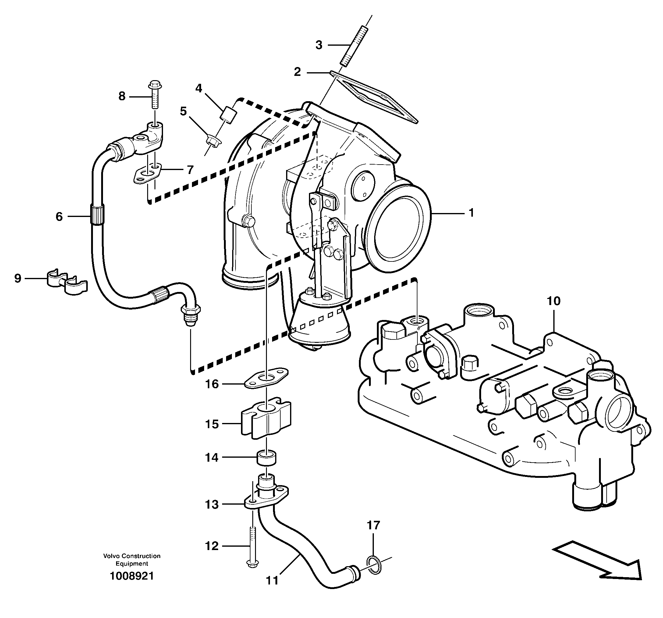Turbocharger with fitting parts — volvo parts diagram