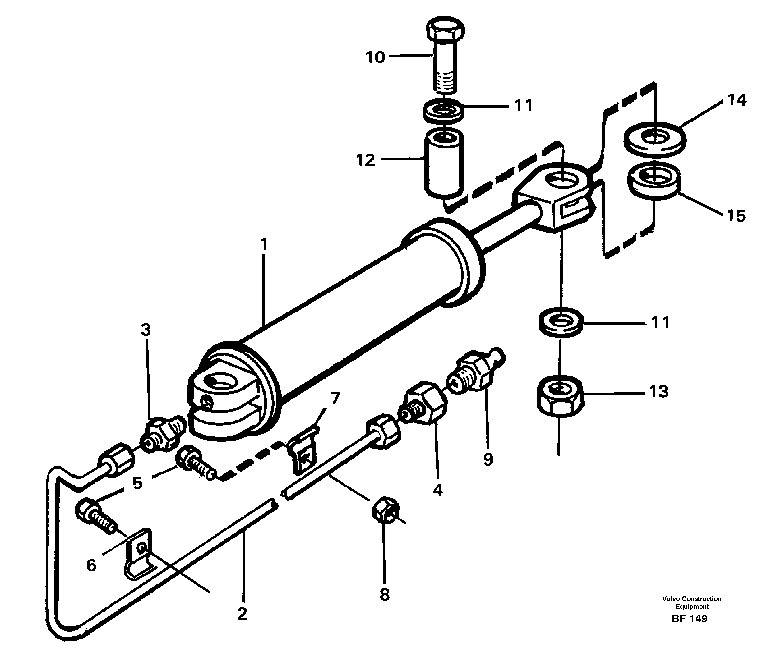 Steering cylinder with fitting parts — volvo parts diagram