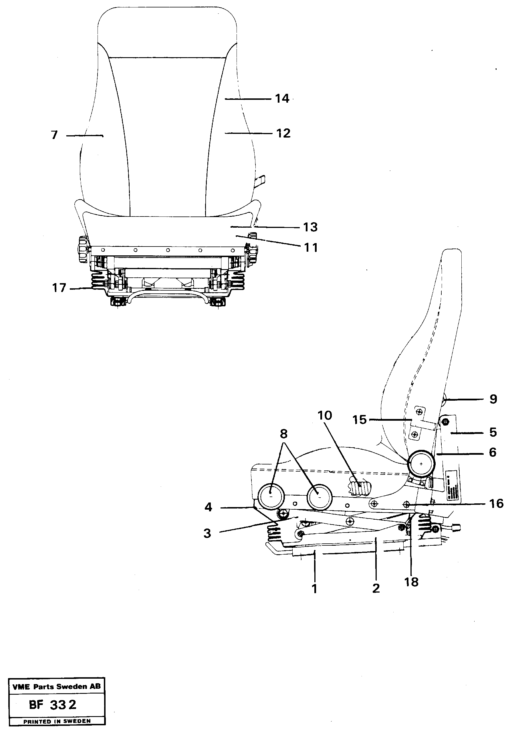 Operator's seat — volvo parts diagram