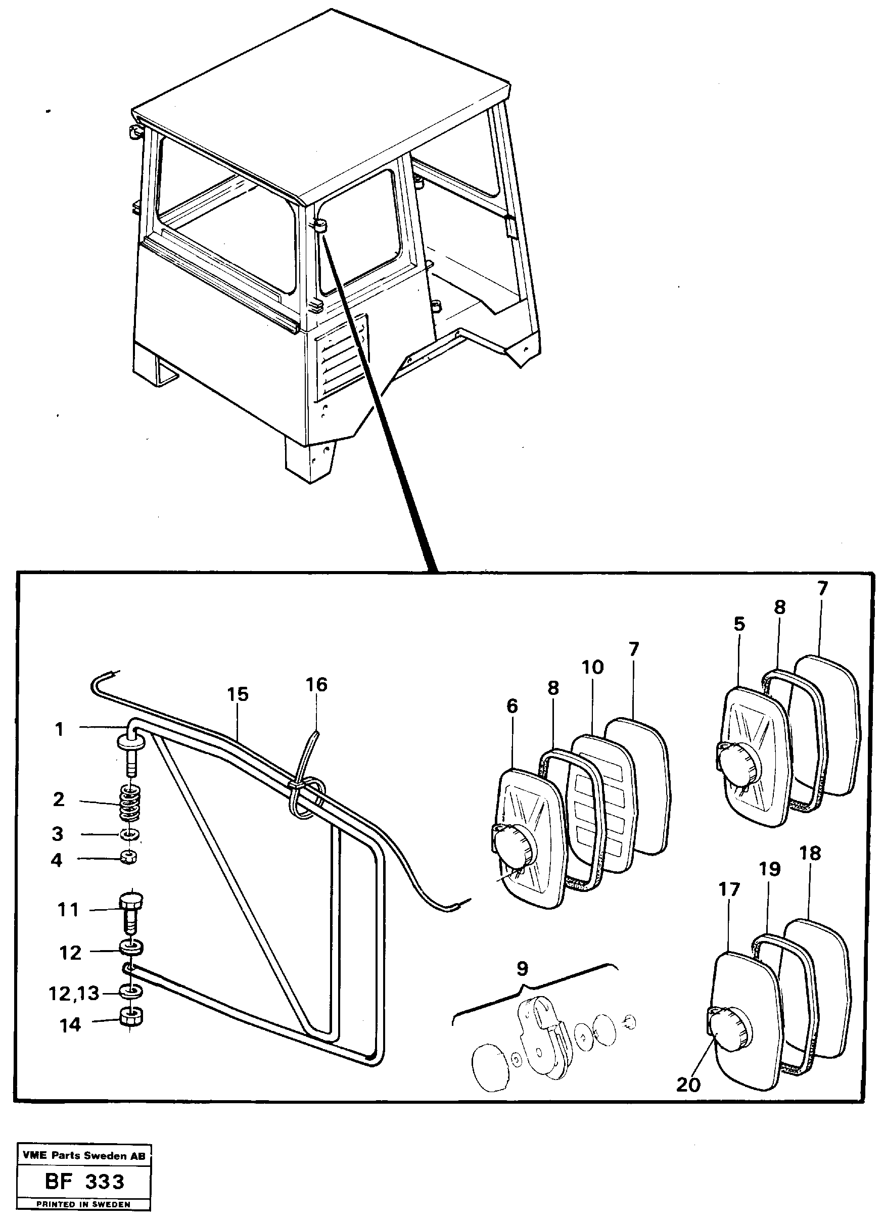 Rear view mirror  Cab 7650 - — volvo parts diagram