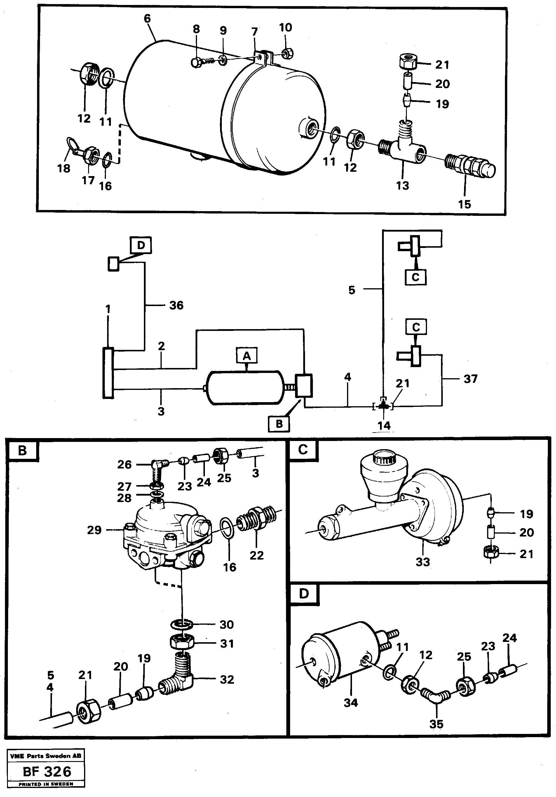 Brake system trailer 4 X 4  4x4 — volvo parts diagram