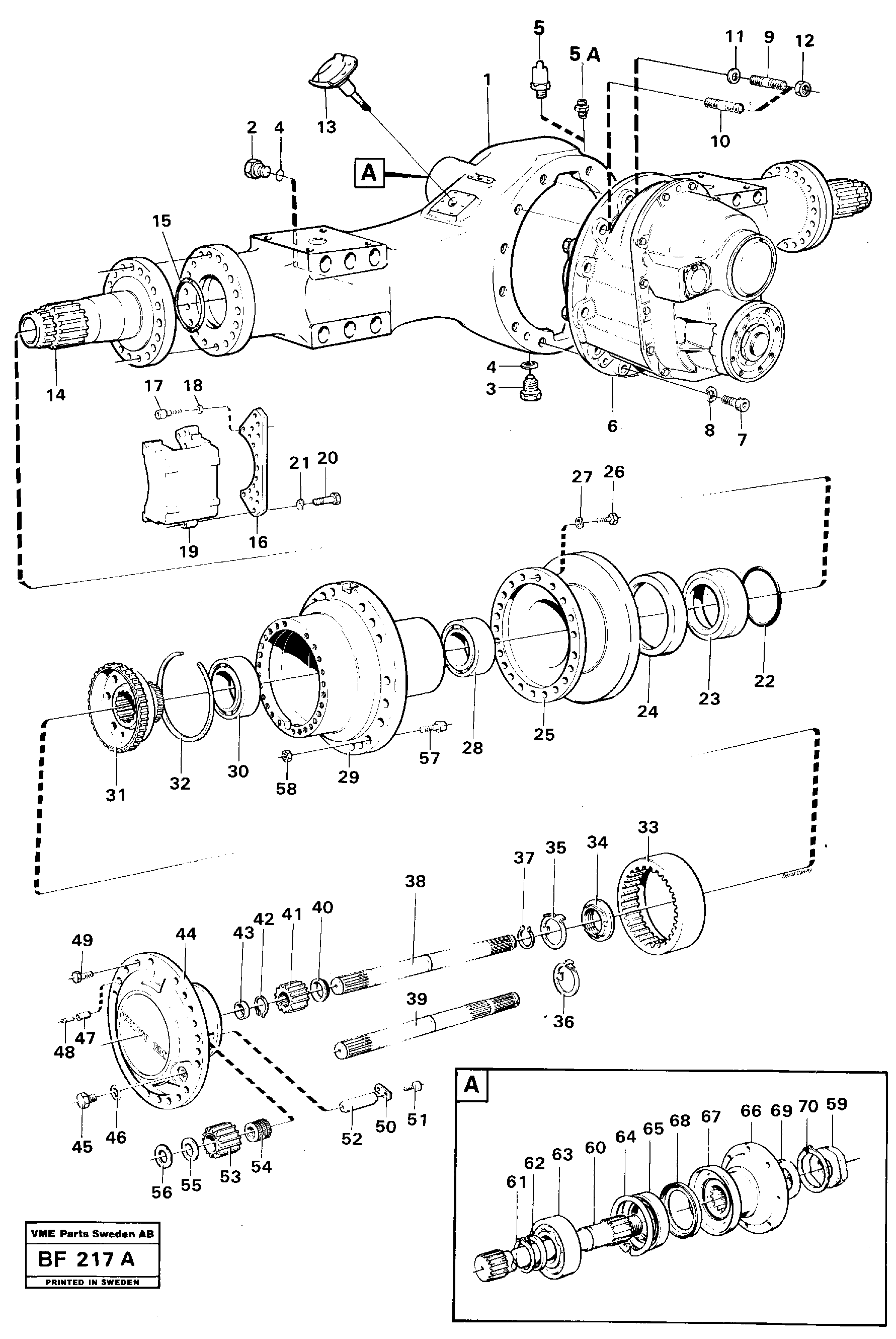 Planet shaft rear Ah 54c Prod Nr 23537  AH 54C, 23537 — volvo parts diagram