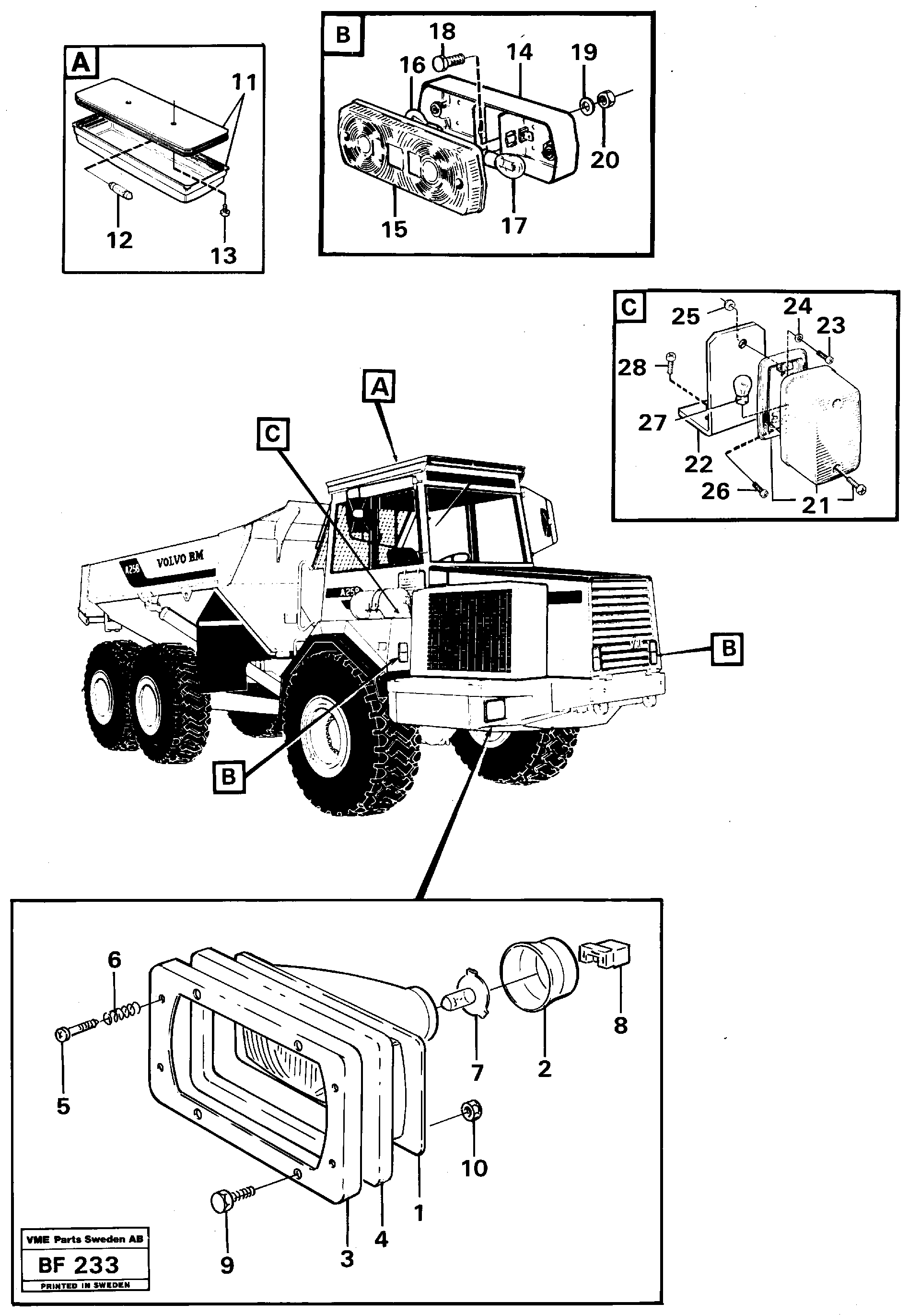 Front lighting  91833 — volvo parts diagram