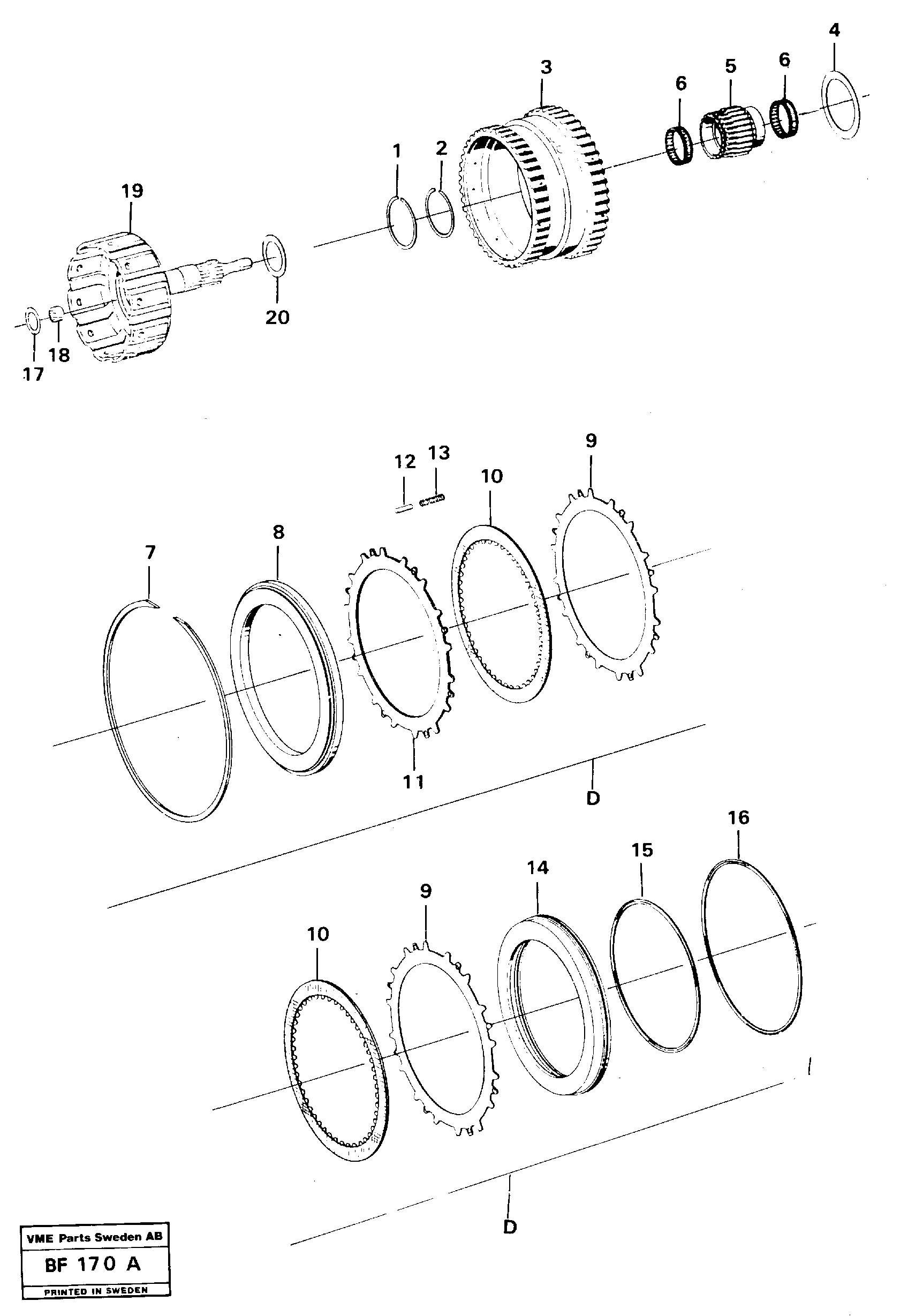 Clutch and brake, D  D — volvo parts diagram