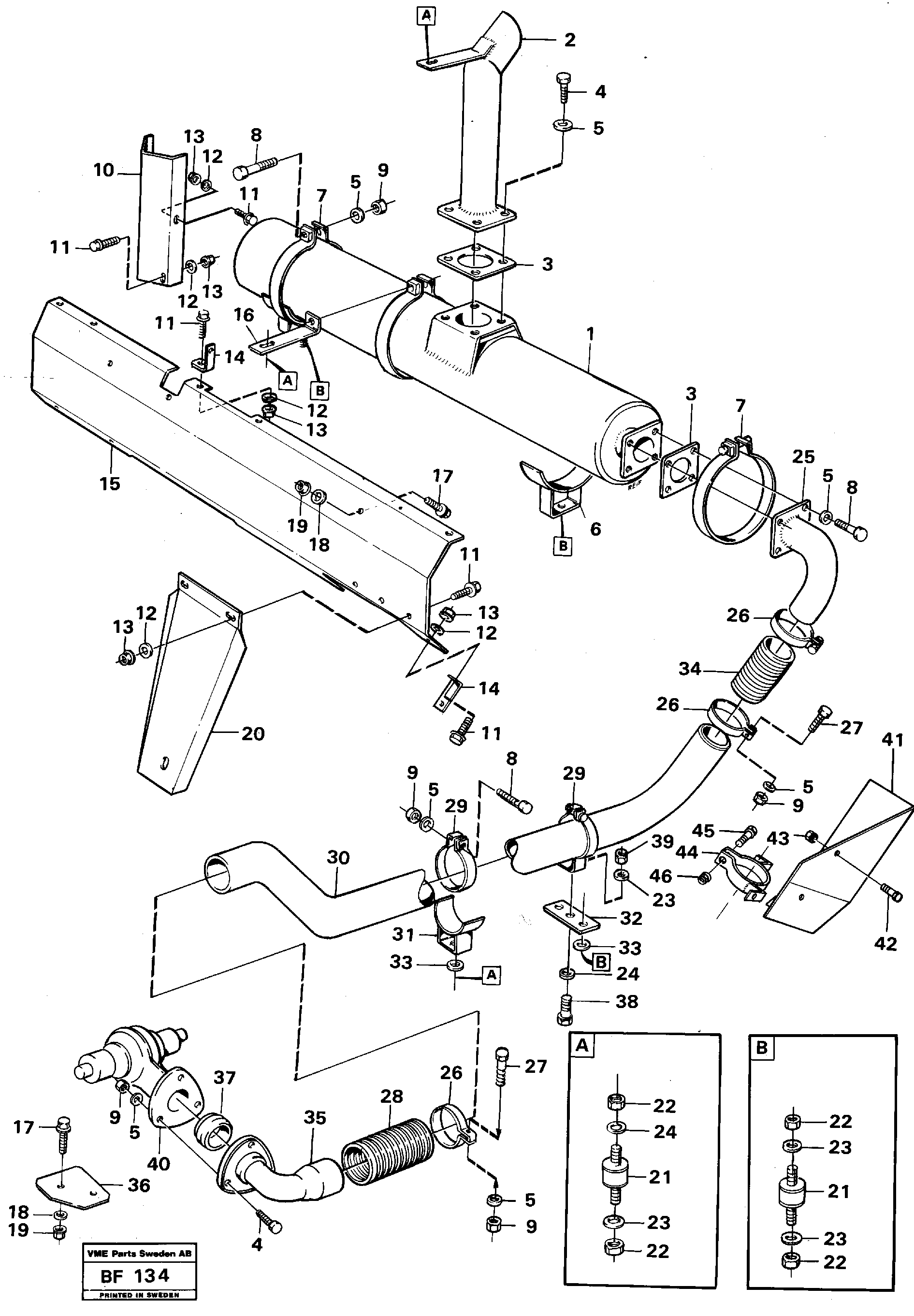Exhaust system — volvo parts diagram