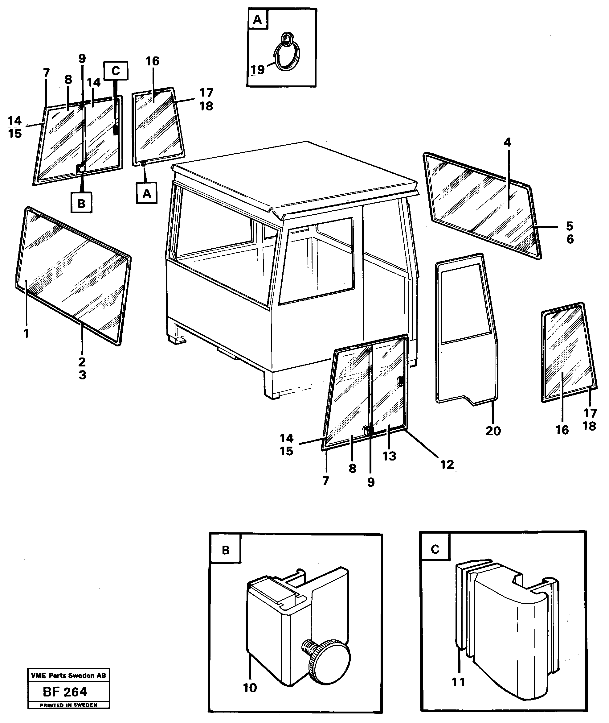 Glass panes — volvo parts diagram