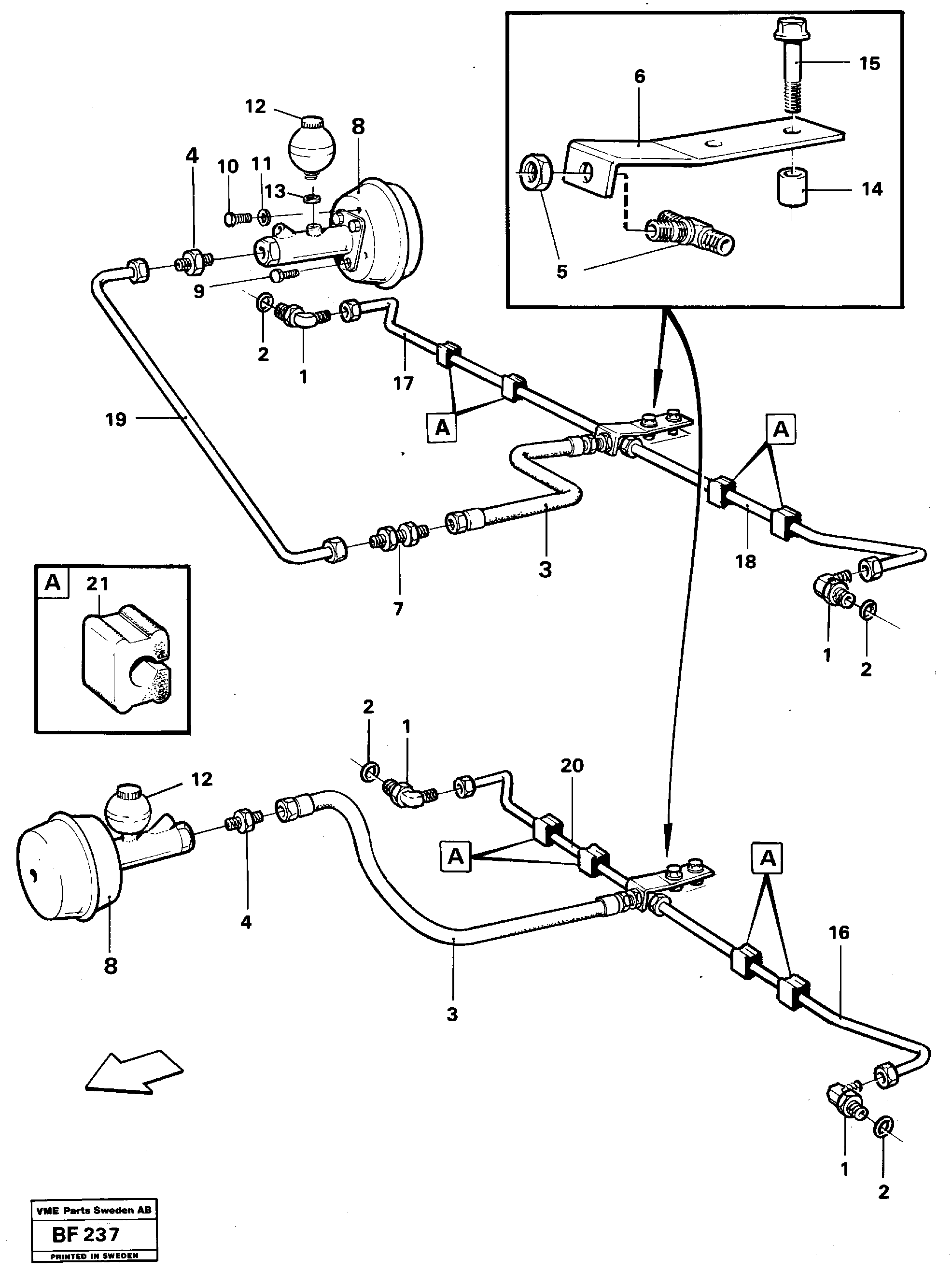 Hydraulic brake system trailer 6 X 6  6X6 — volvo parts diagram