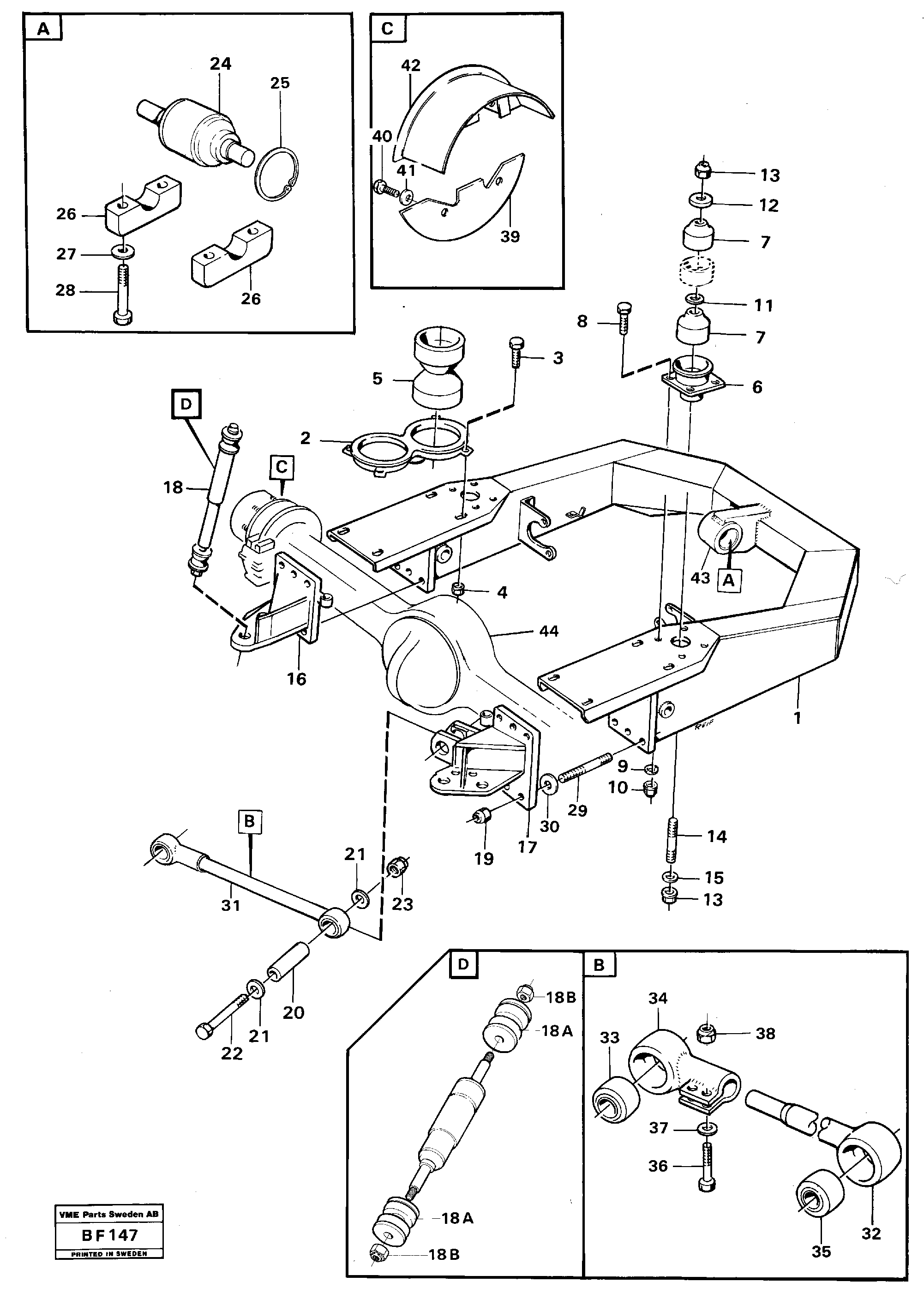 Front axle suspension — volvo parts diagram