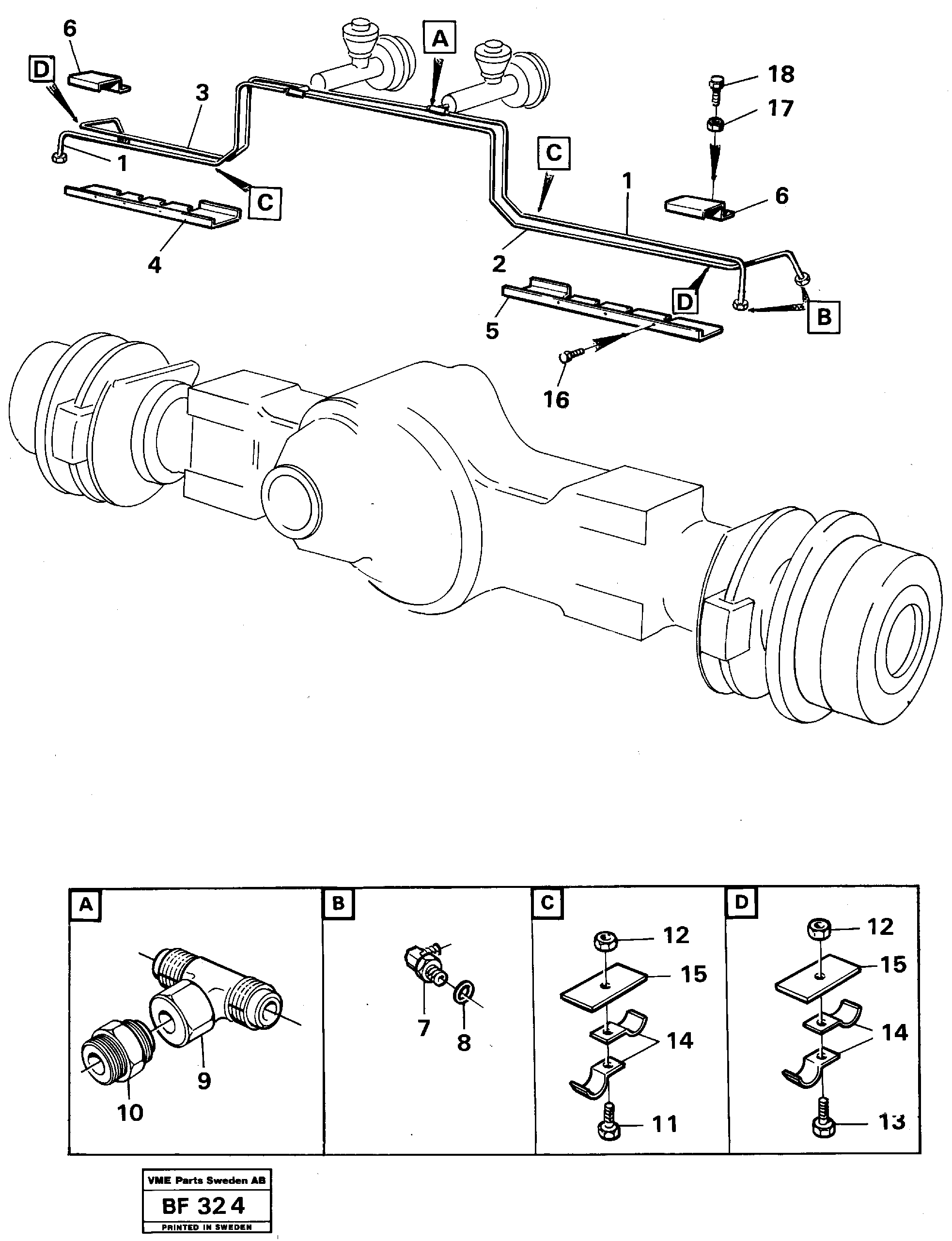 Hydraulic brake system trailer 4 X 4  4x4 — volvo parts diagram