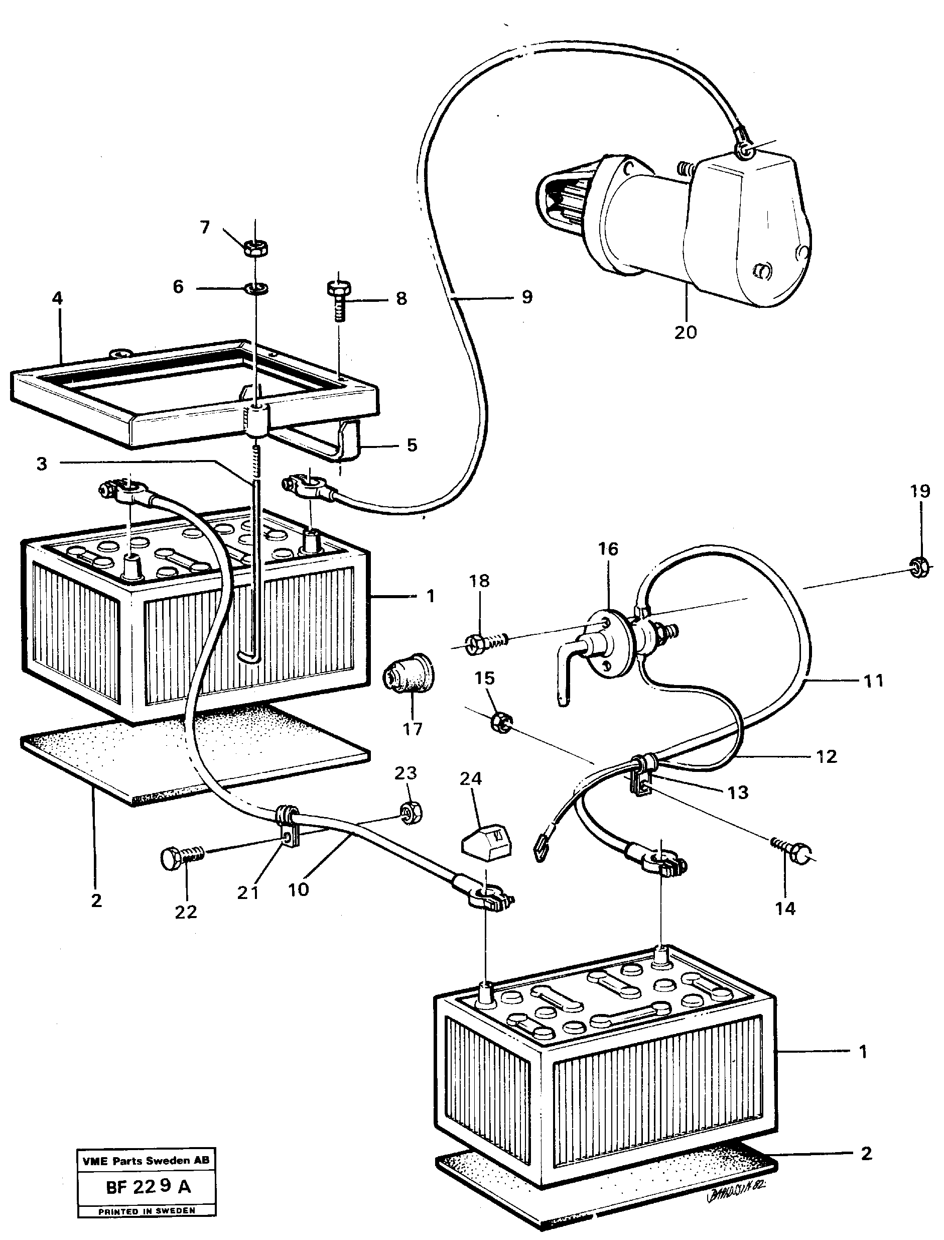 Battery with assembling details — volvo parts diagram