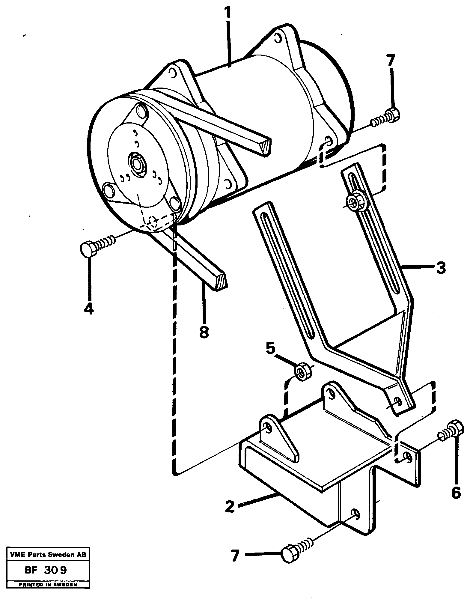 Air-conditioning compressor, fitting  90519 — volvo parts diagram