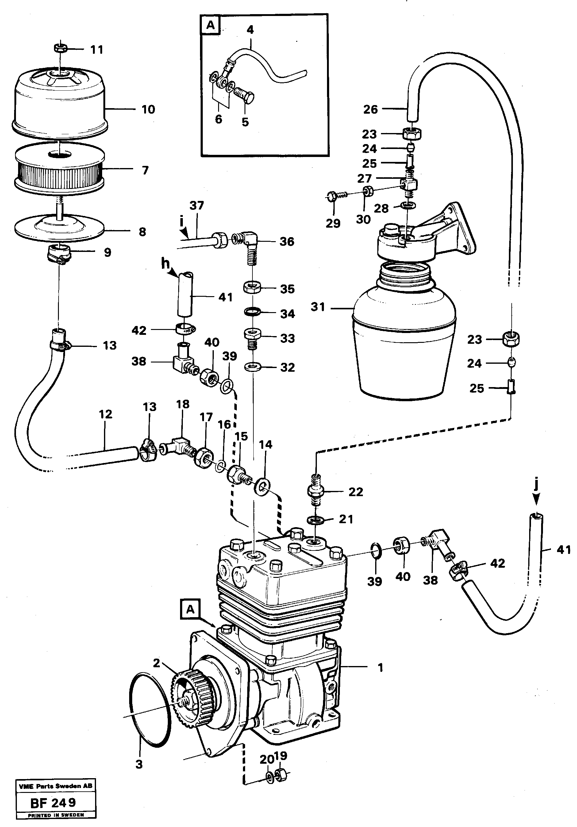 Air-compressor with fitting parts — volvo parts diagram