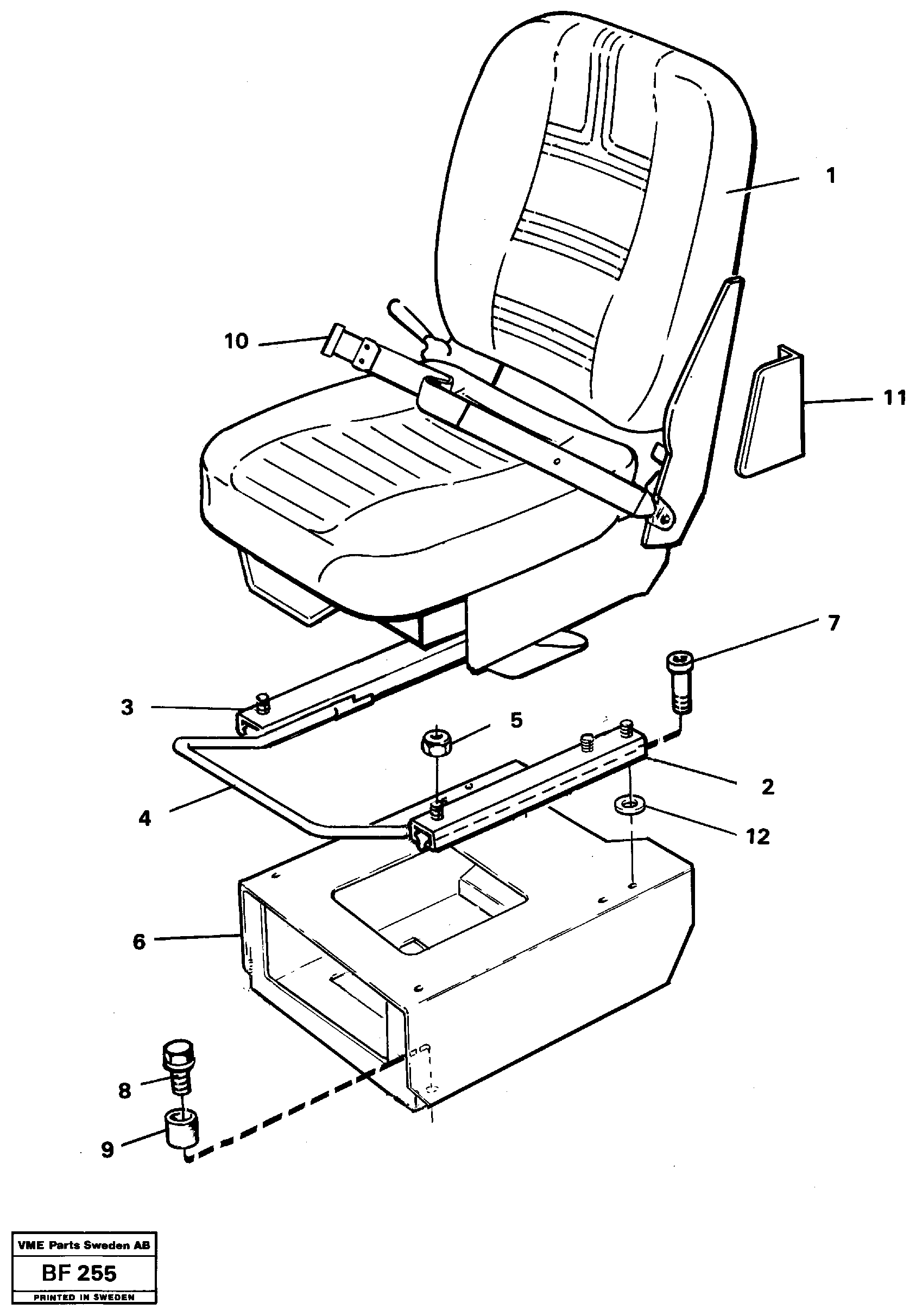 Operator seat with fitting parts — volvo parts diagram