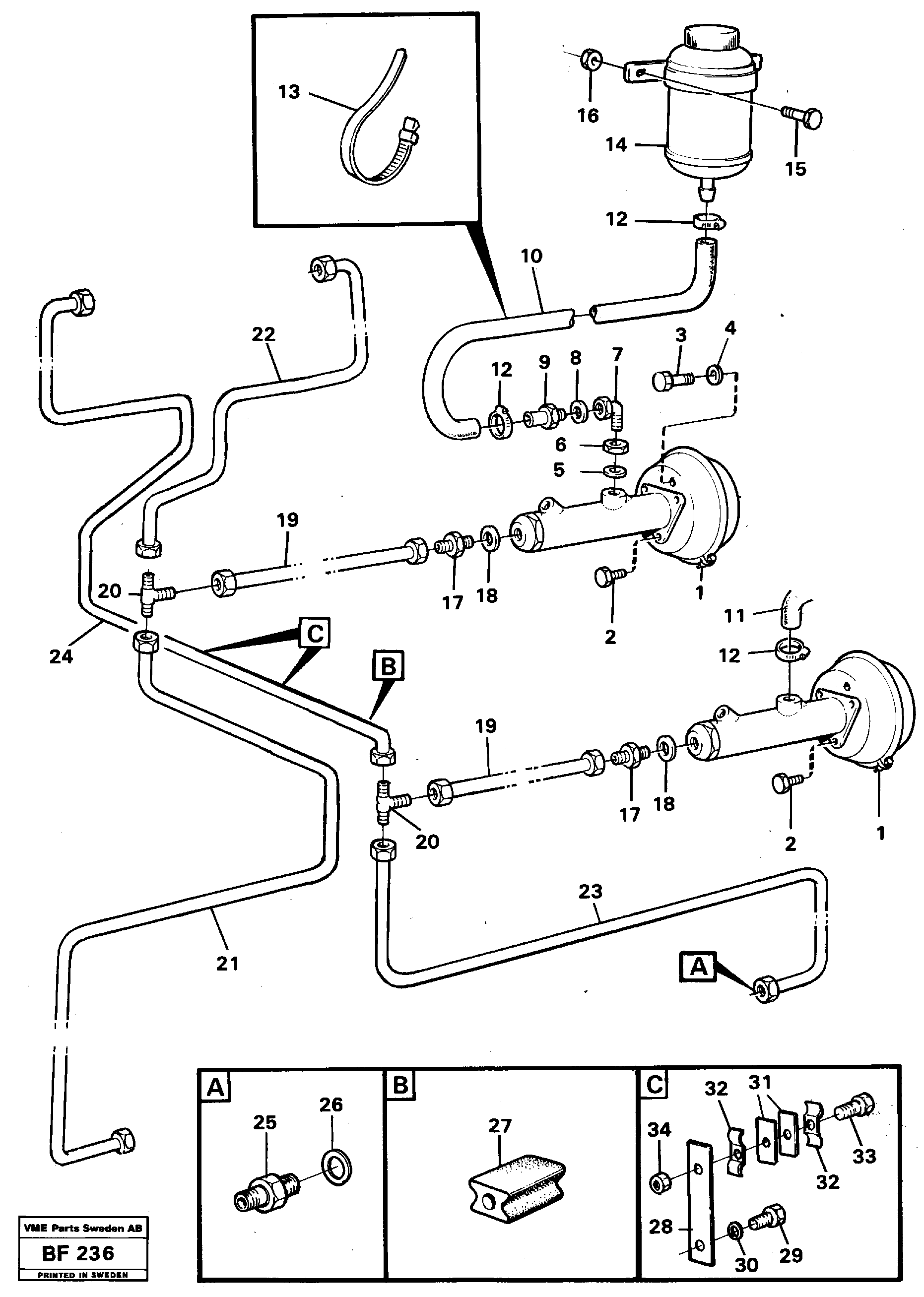 Hydraulic brake-system Tractor — volvo parts diagram