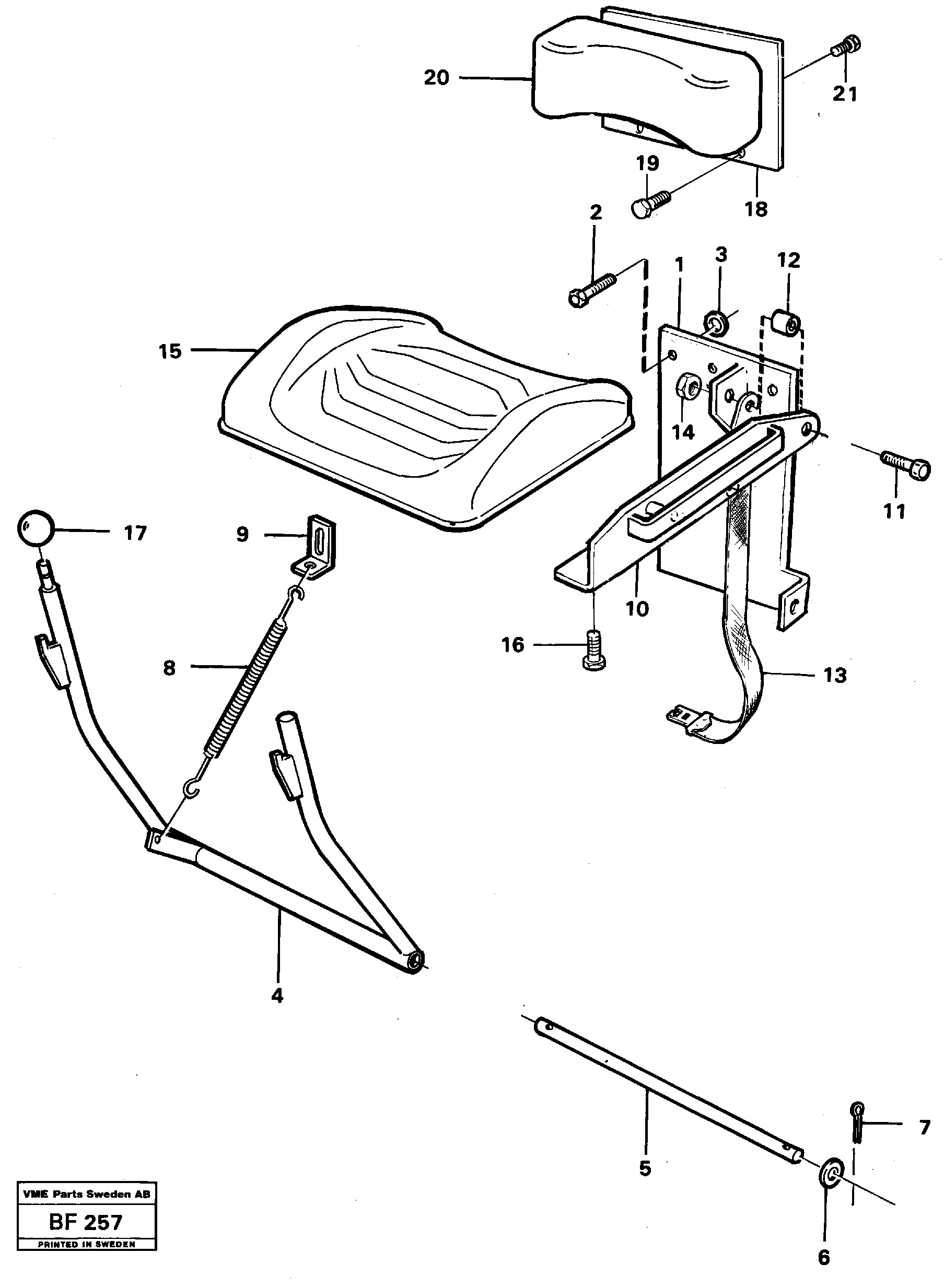 Folding seat Std Usa  91885, STD USA — volvo parts diagram