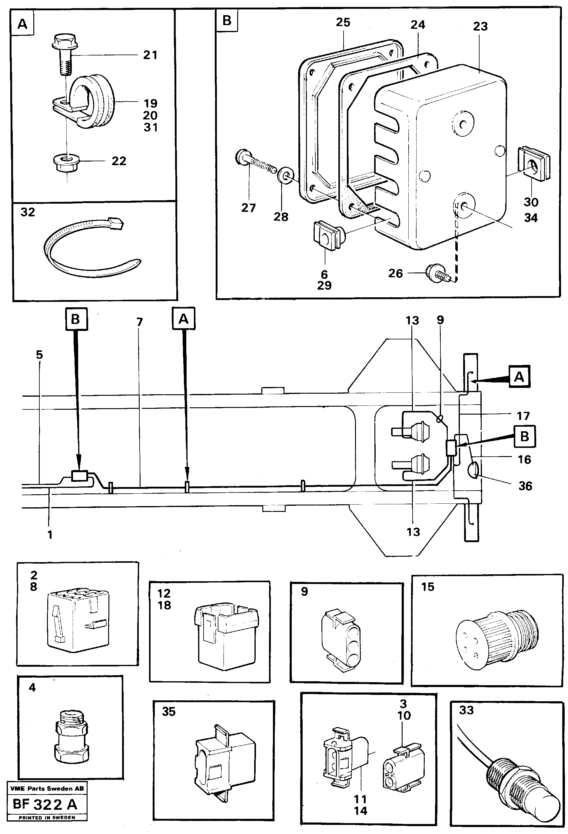 Cable harnesses, rear  4 x 4 — volvo parts diagram