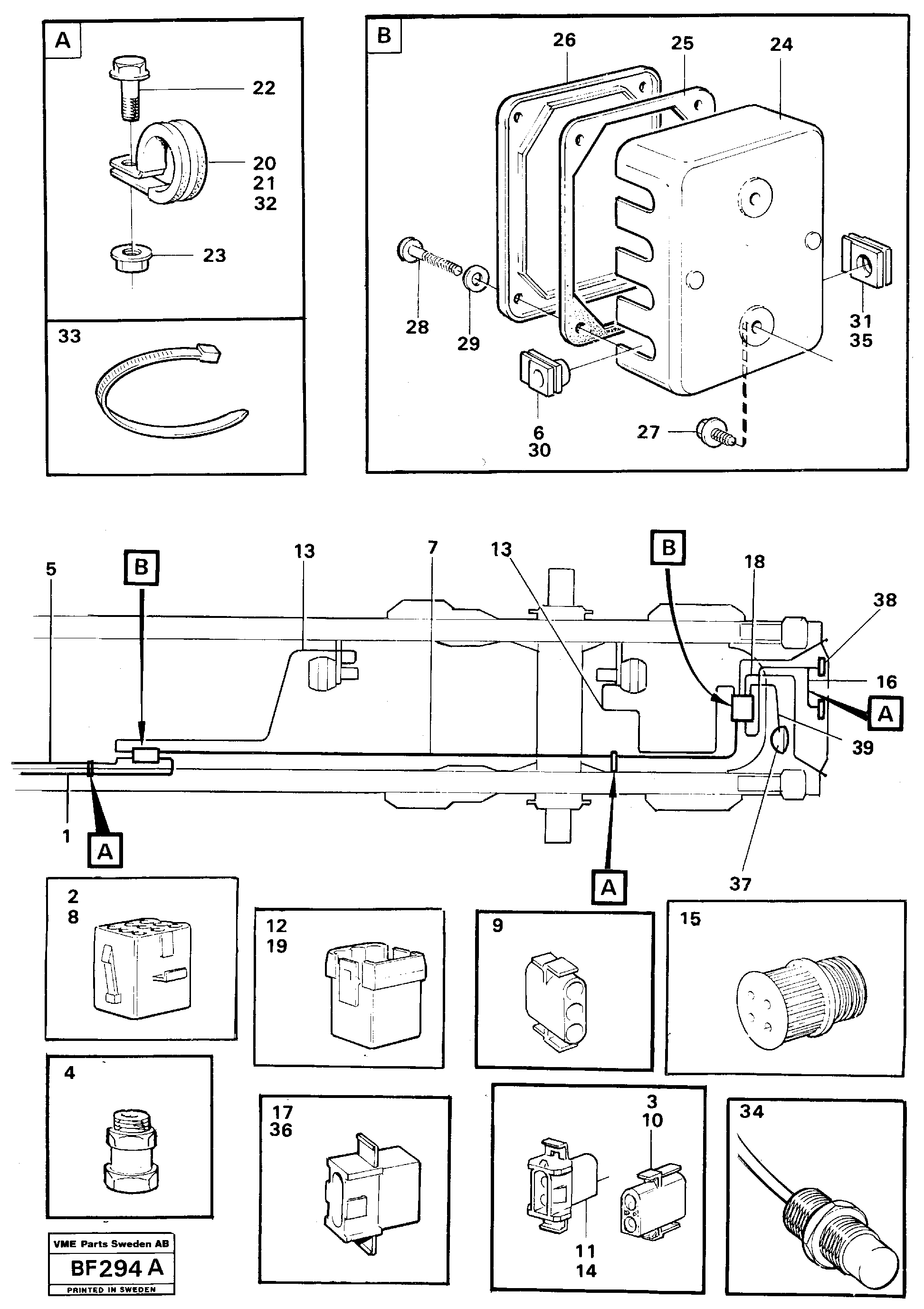 Cable harnesses, rear  6 x 6 — volvo parts diagram