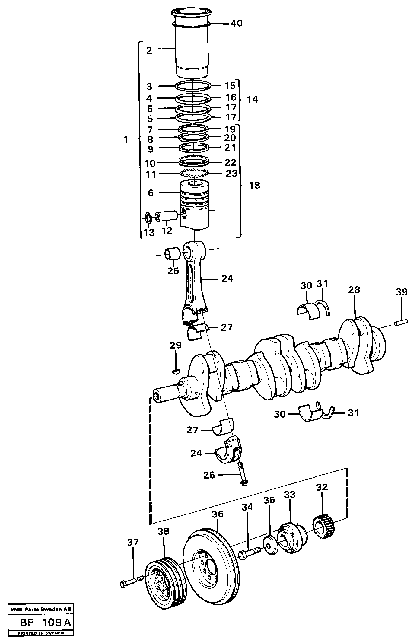 Crankshaft and related parts — volvo parts diagram