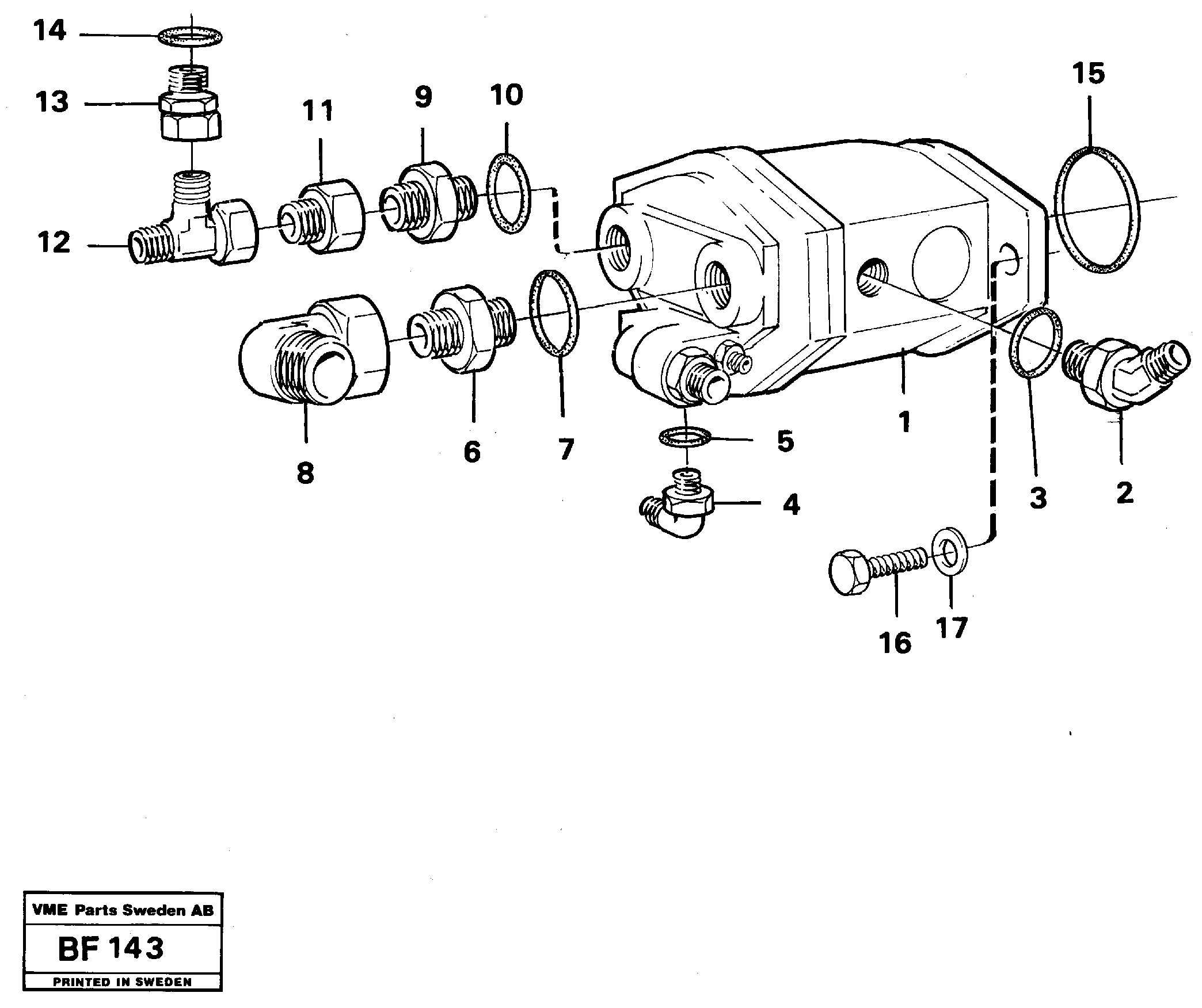 Hydraulic pump with fitting parts — volvo parts diagram