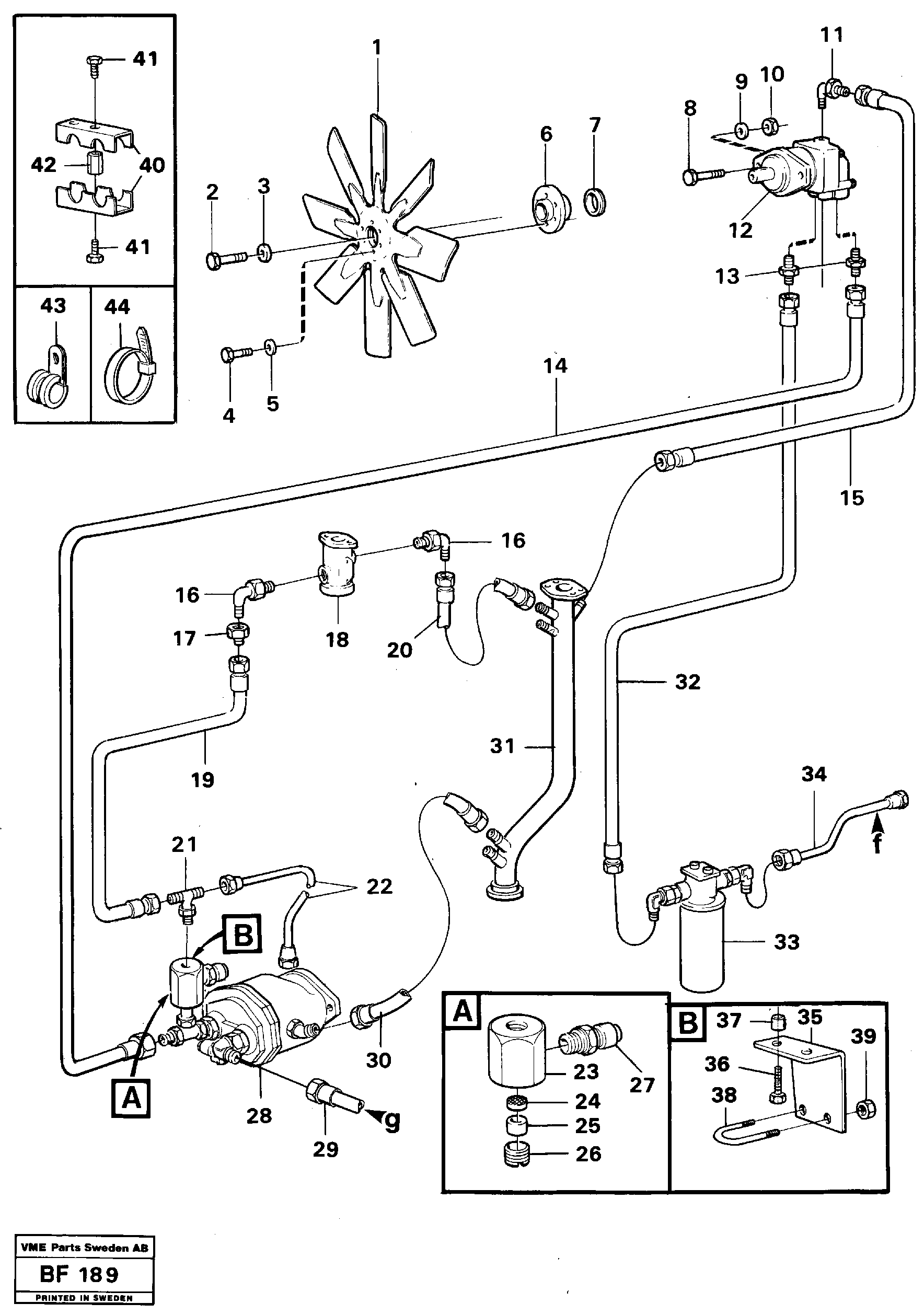 Fan, fitting and drive — volvo parts diagram