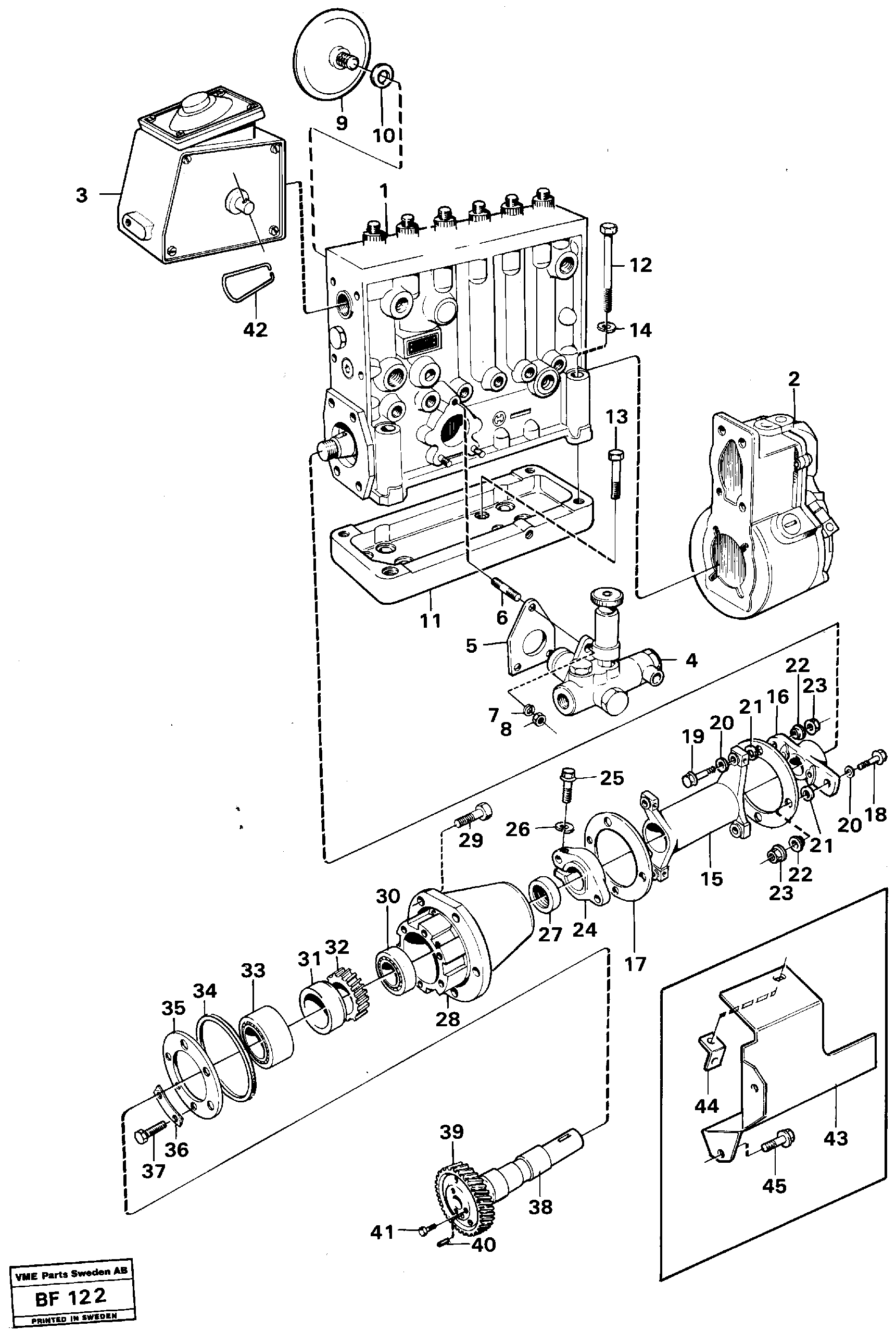 Fuel injection pump with fitting parts — volvo parts diagram
