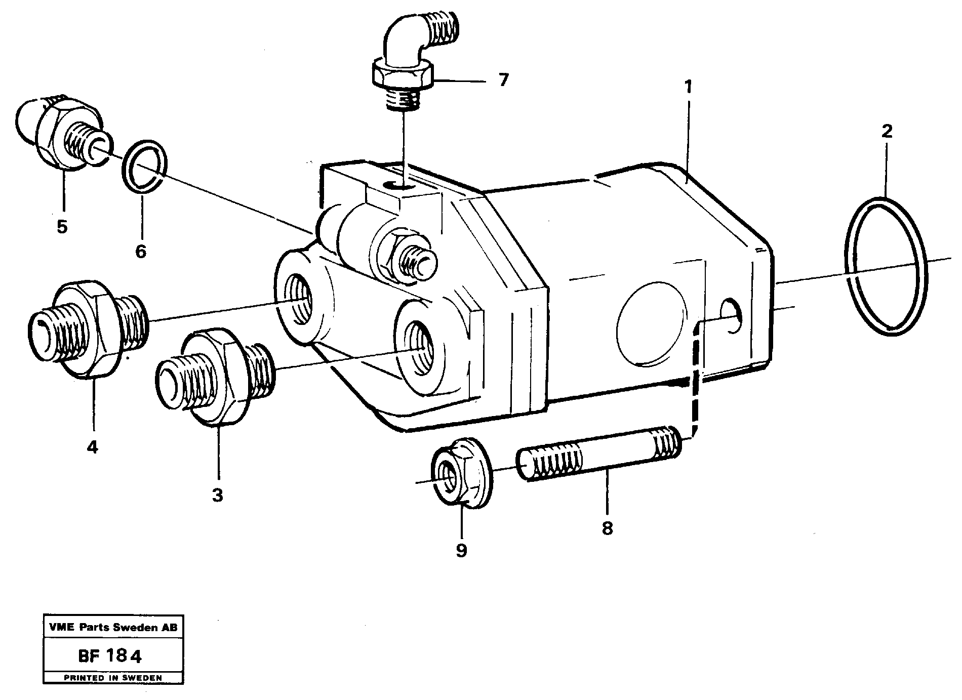 Hydraulic pump with fitting parts — volvo parts diagram