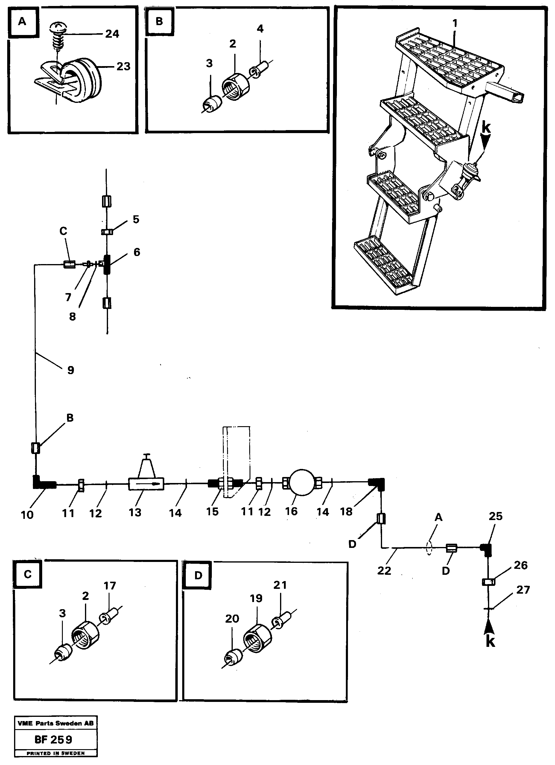 Pneumatic system Running board  91928, SER NO - 7120 — volvo parts diagram
