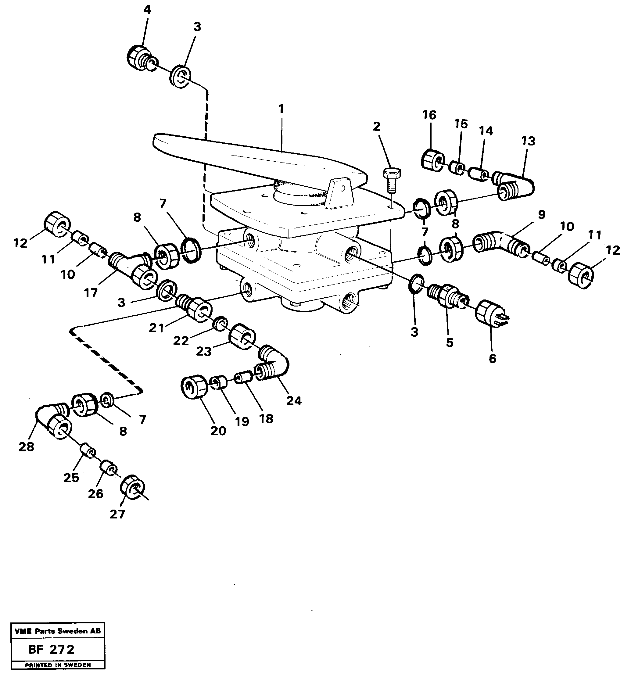Footbrake valve with mountings — volvo parts diagram