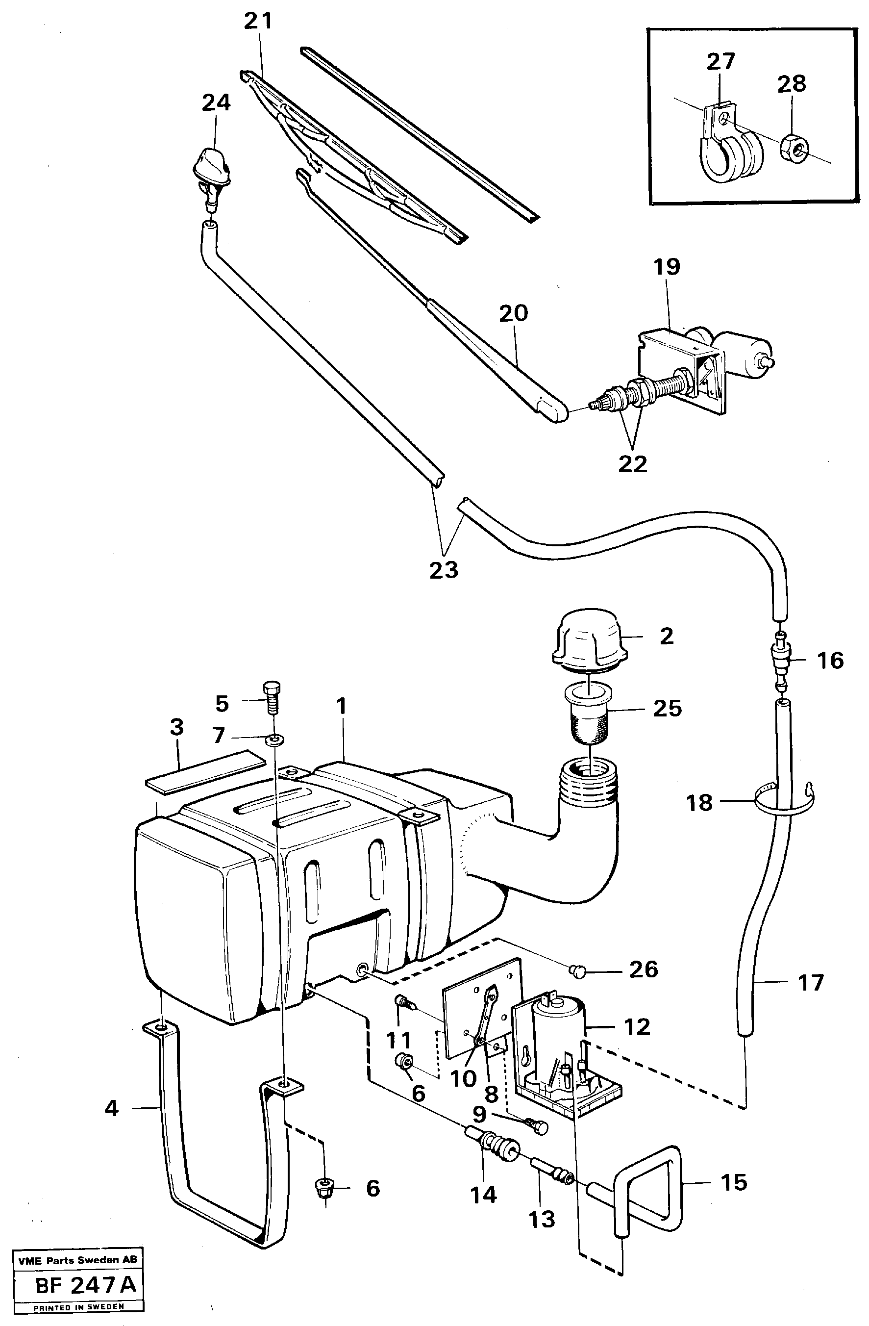Windscreen washer and wiper — volvo parts diagram