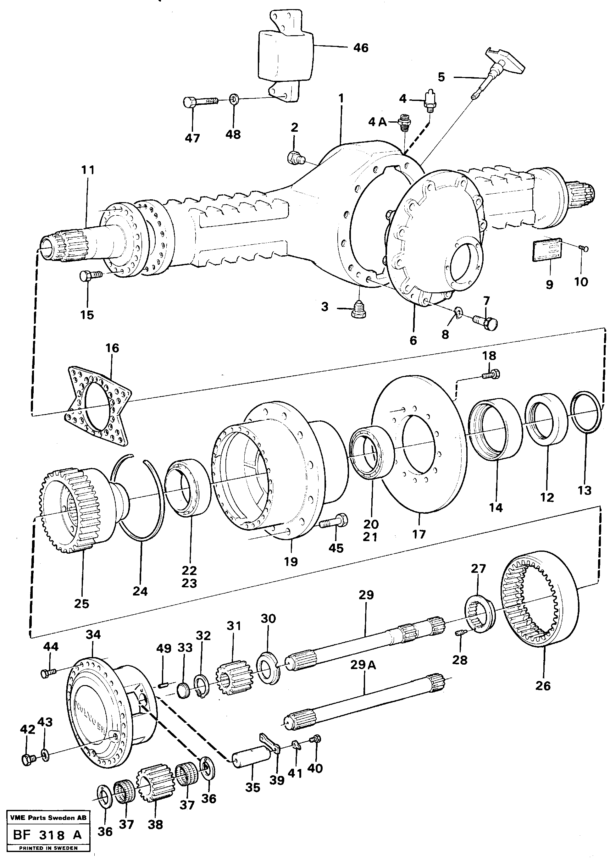 Drive shaft 4x4 rear ah71 b Prod Nr 23555  AH 71B, 23555 — volvo parts diagram